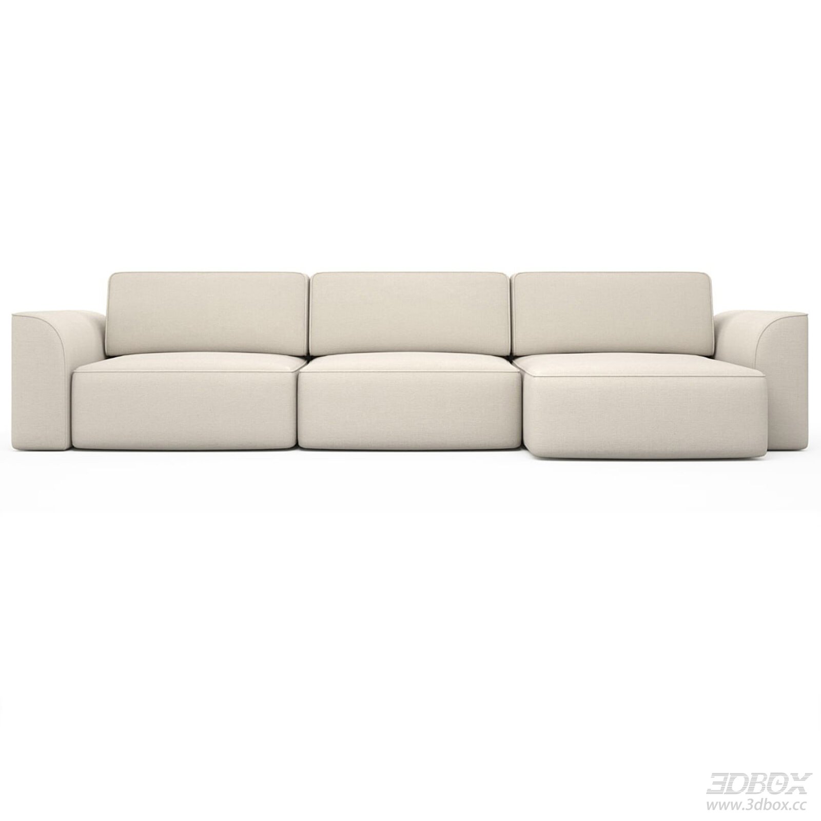 Modern Beige L Shape Sectional Sofa 3D model - front view