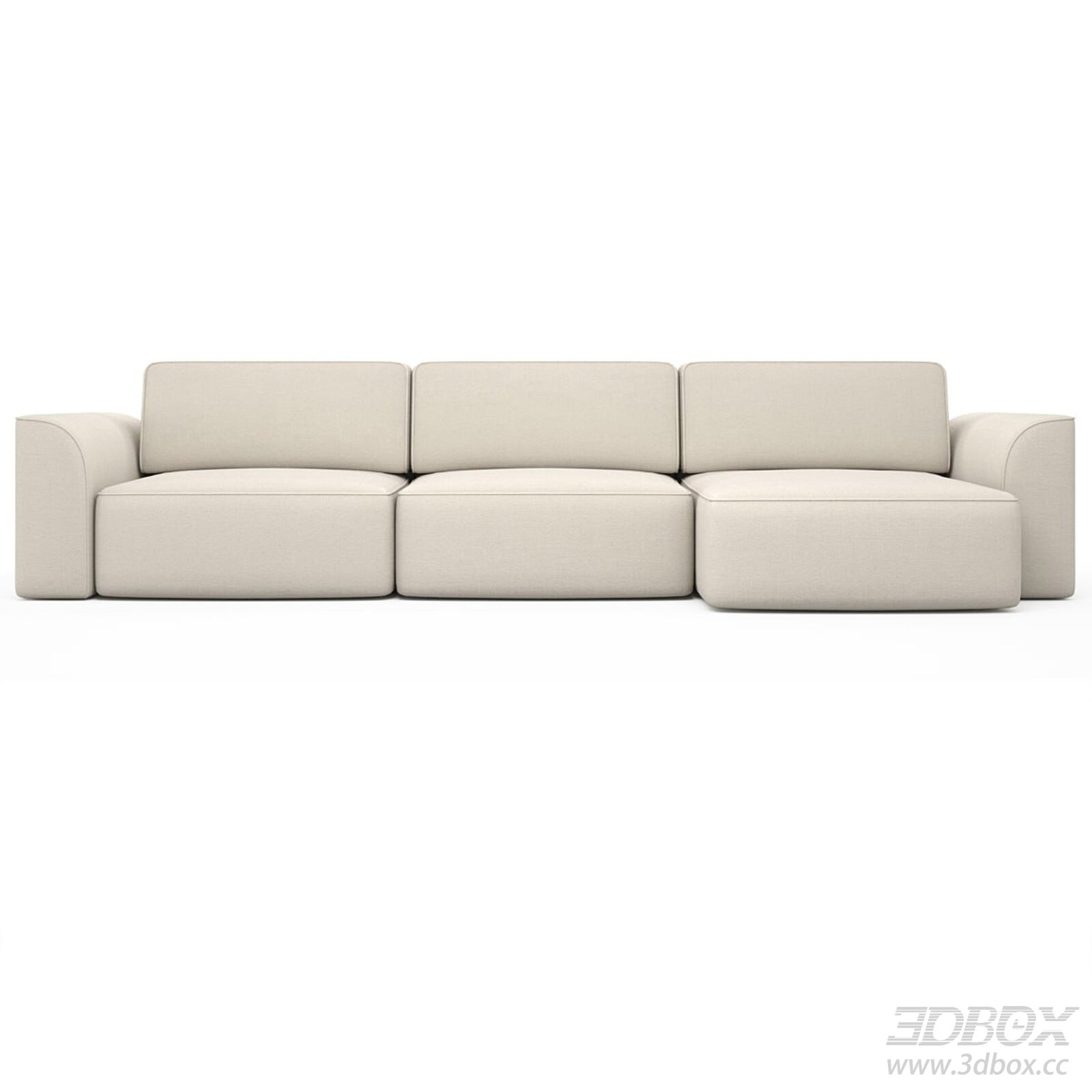 Modern Beige L Shape Sectional Sofa 3D model - thumbnail 1