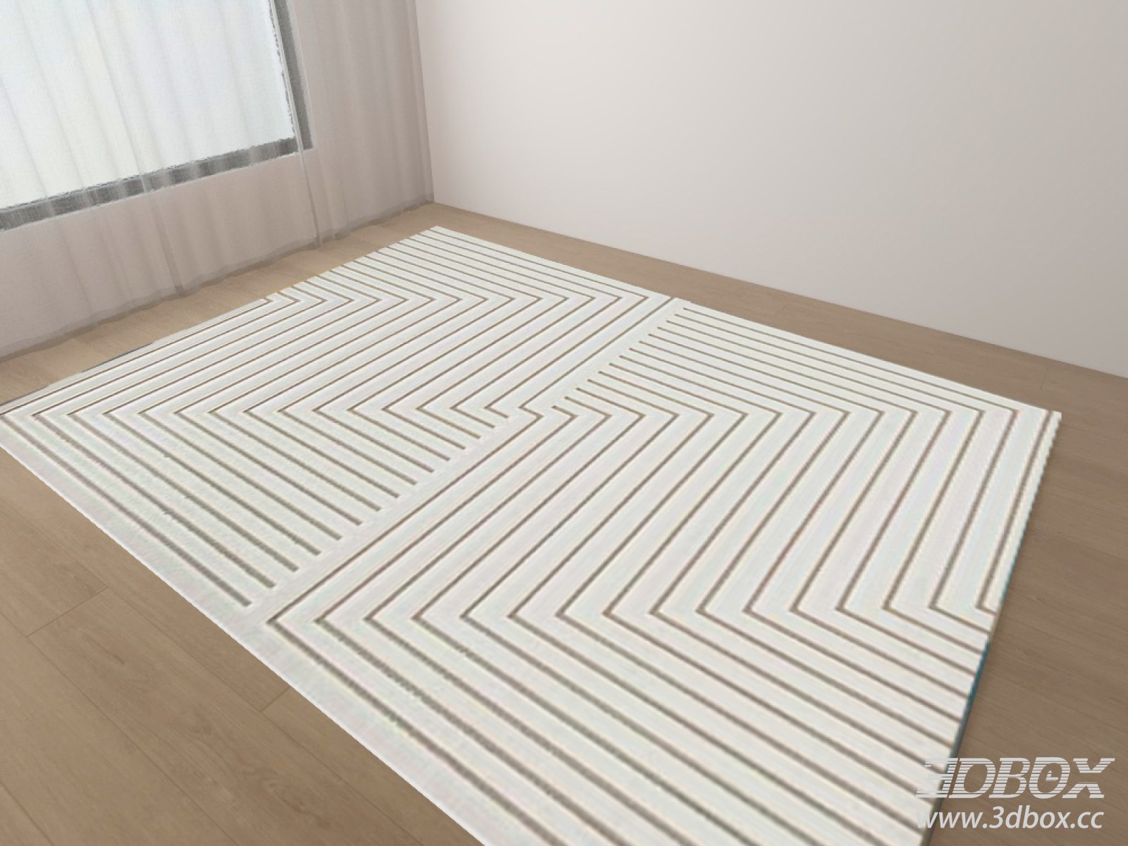 Modern Geometric Line Pattern White Carpet 3D model - thumbnail 1