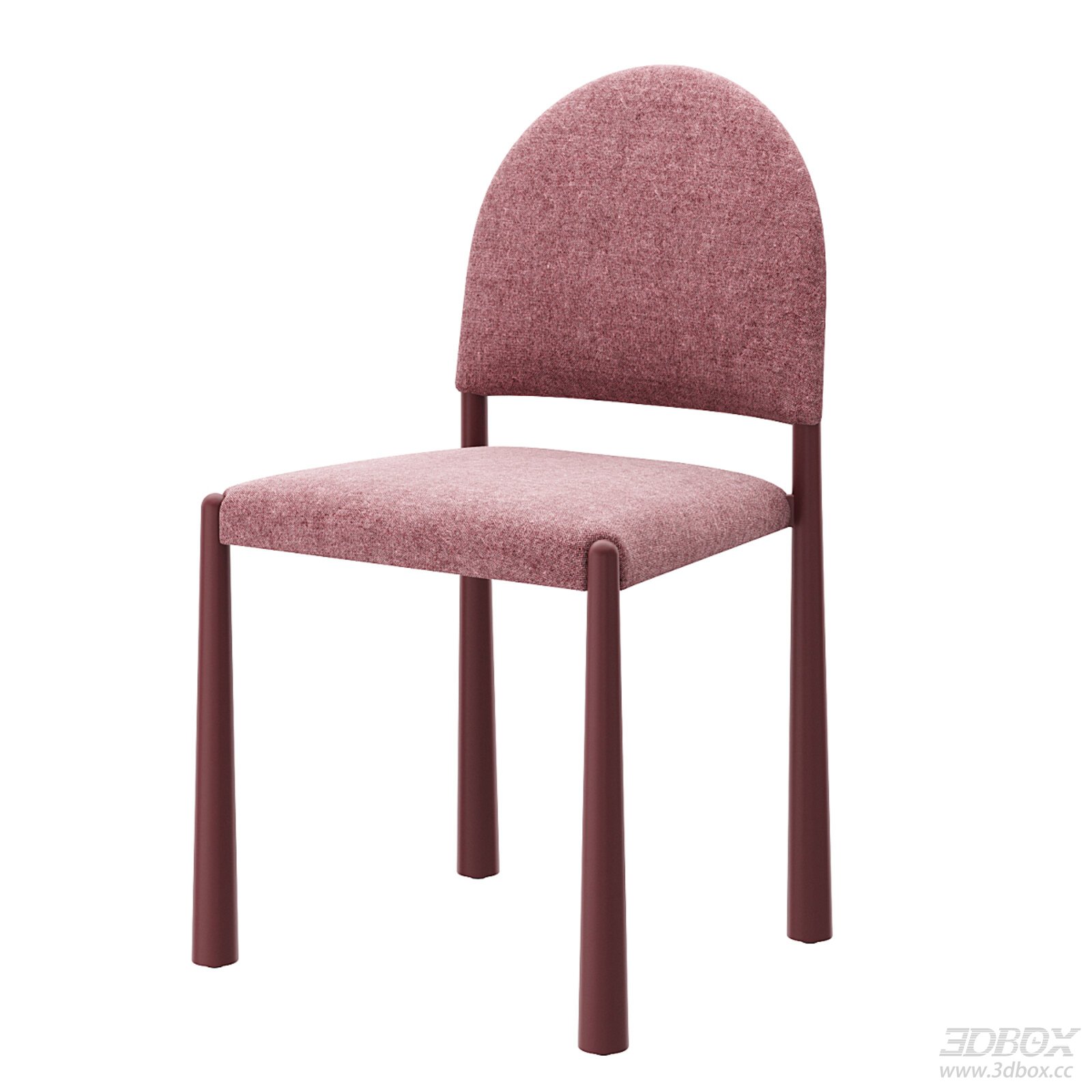 Modern Cream Style Fabric Upholstered Dining Chair 3D model - front view