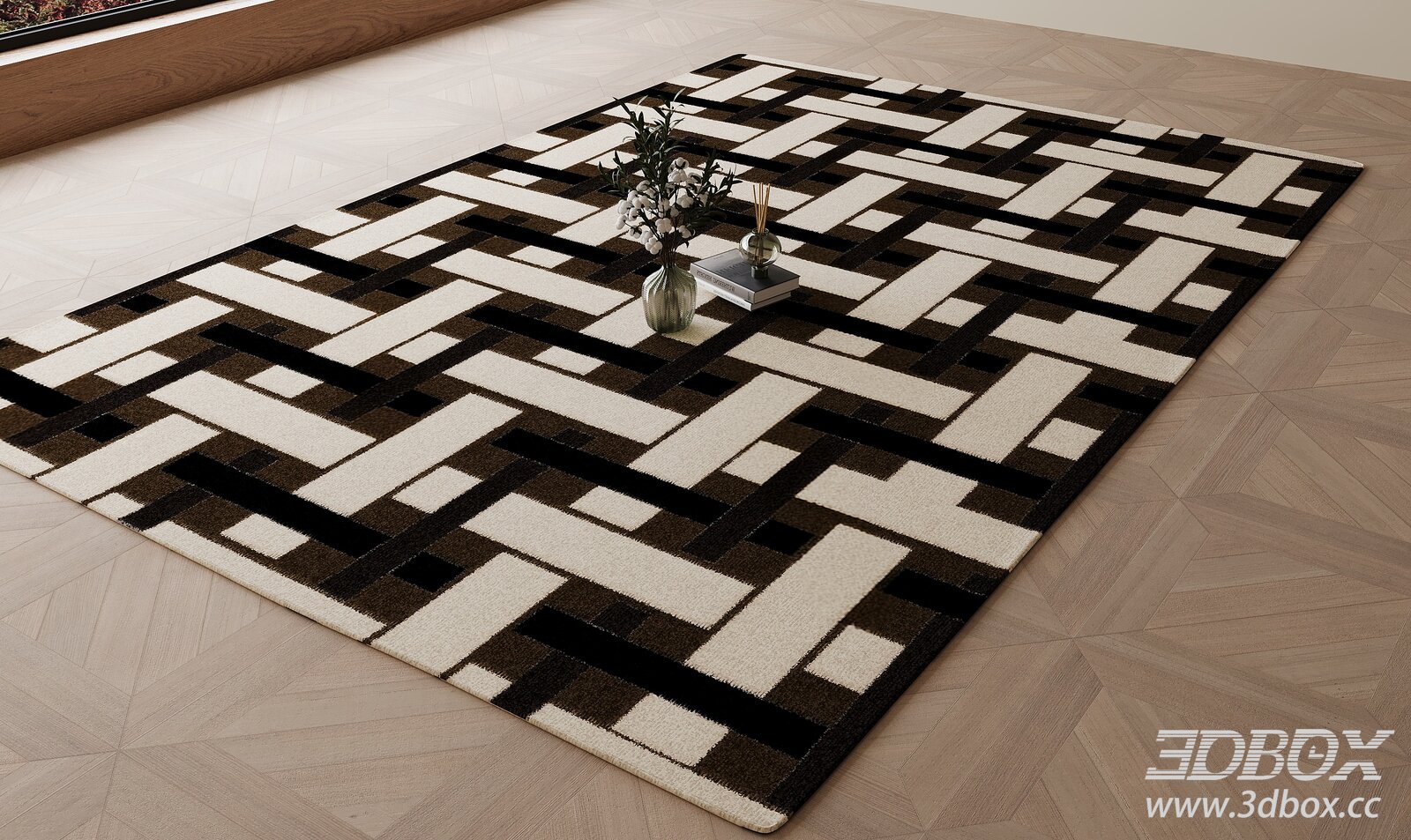 Geometric French Vintage Style Carpet 3D model - thumbnail 1