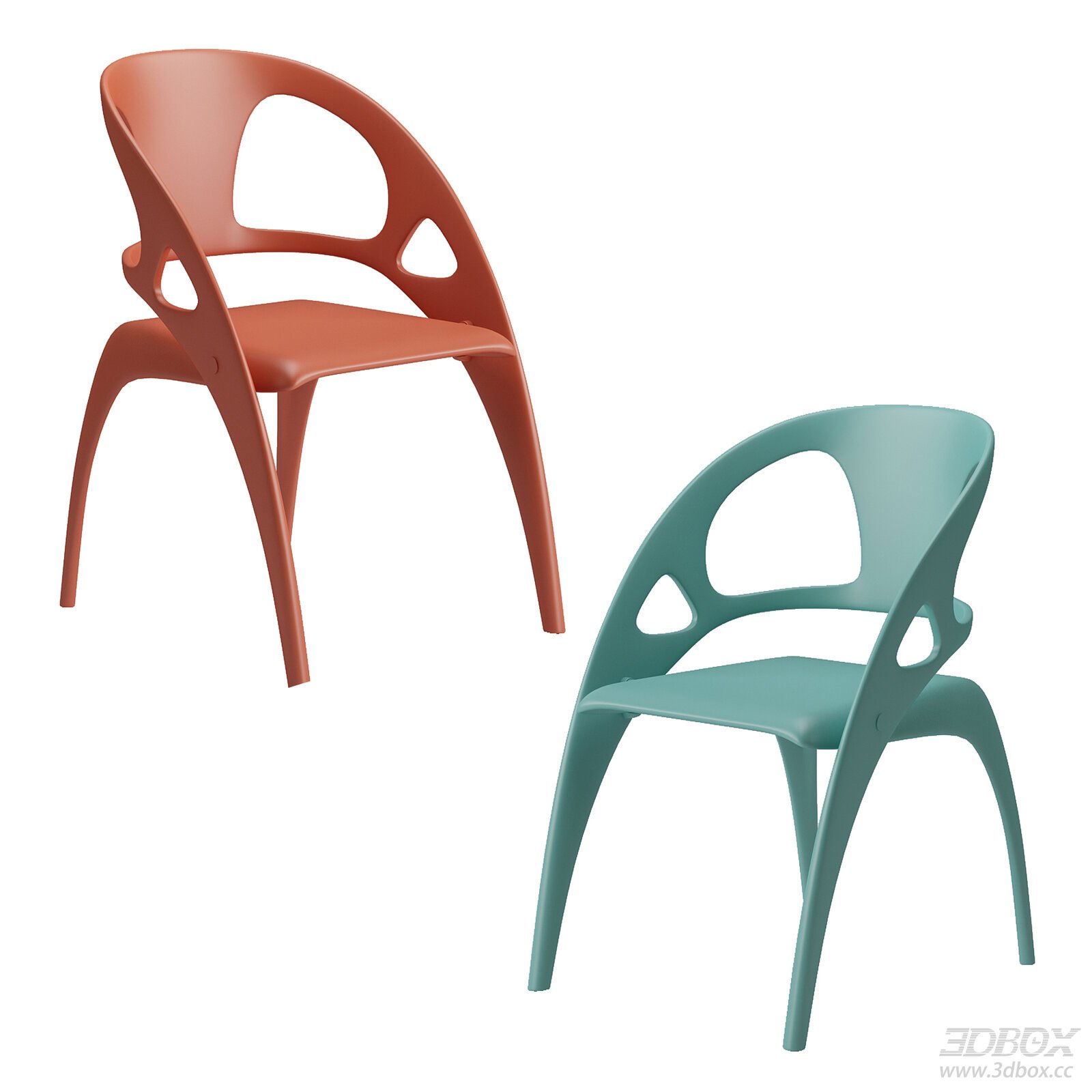Modern Minimalist Plastic Dining Chair 3D model - thumbnail 1