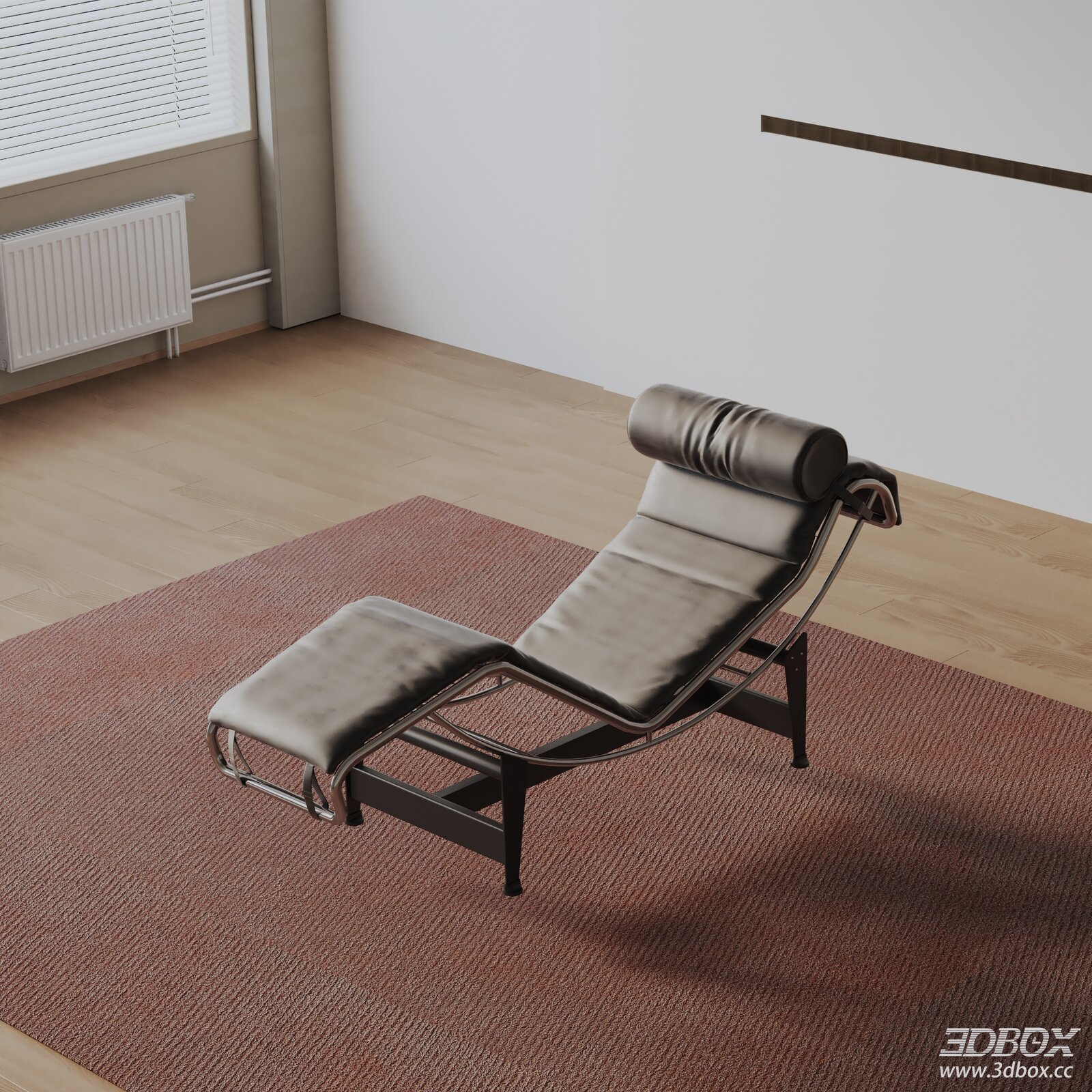 Modern Leather Lounge Armchair 3D model - front view