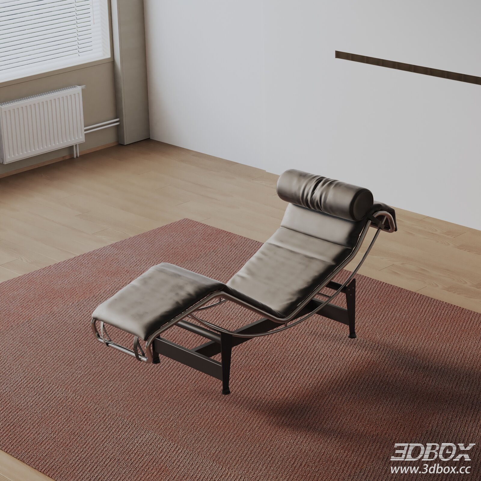 Modern Leather Lounge Armchair 3D model - thumbnail 1