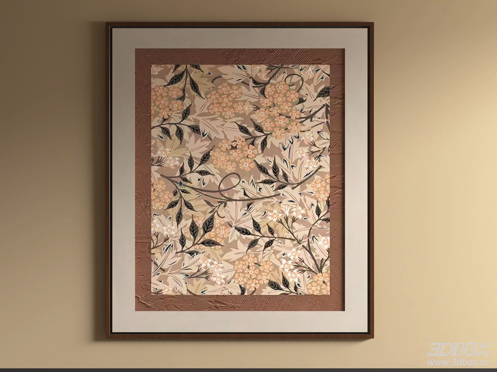 Vintage Floral Framed Wall Art Painting 3D model - thumbnail 1
