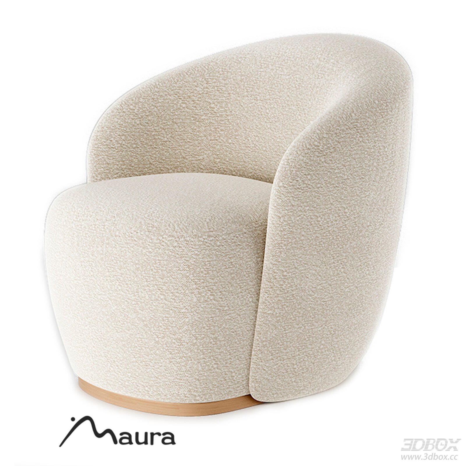 Maura Modern Curved Boucle Armchair 3D model - front view