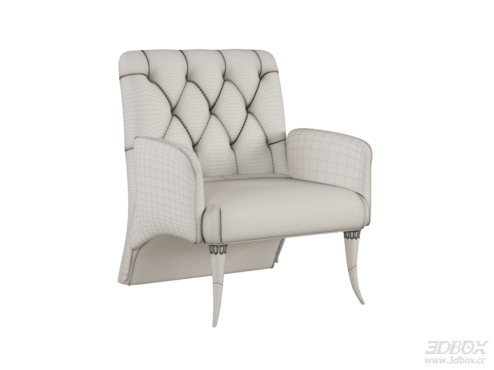 Villusso Tufted Upholstered Armchair 3D model - front view