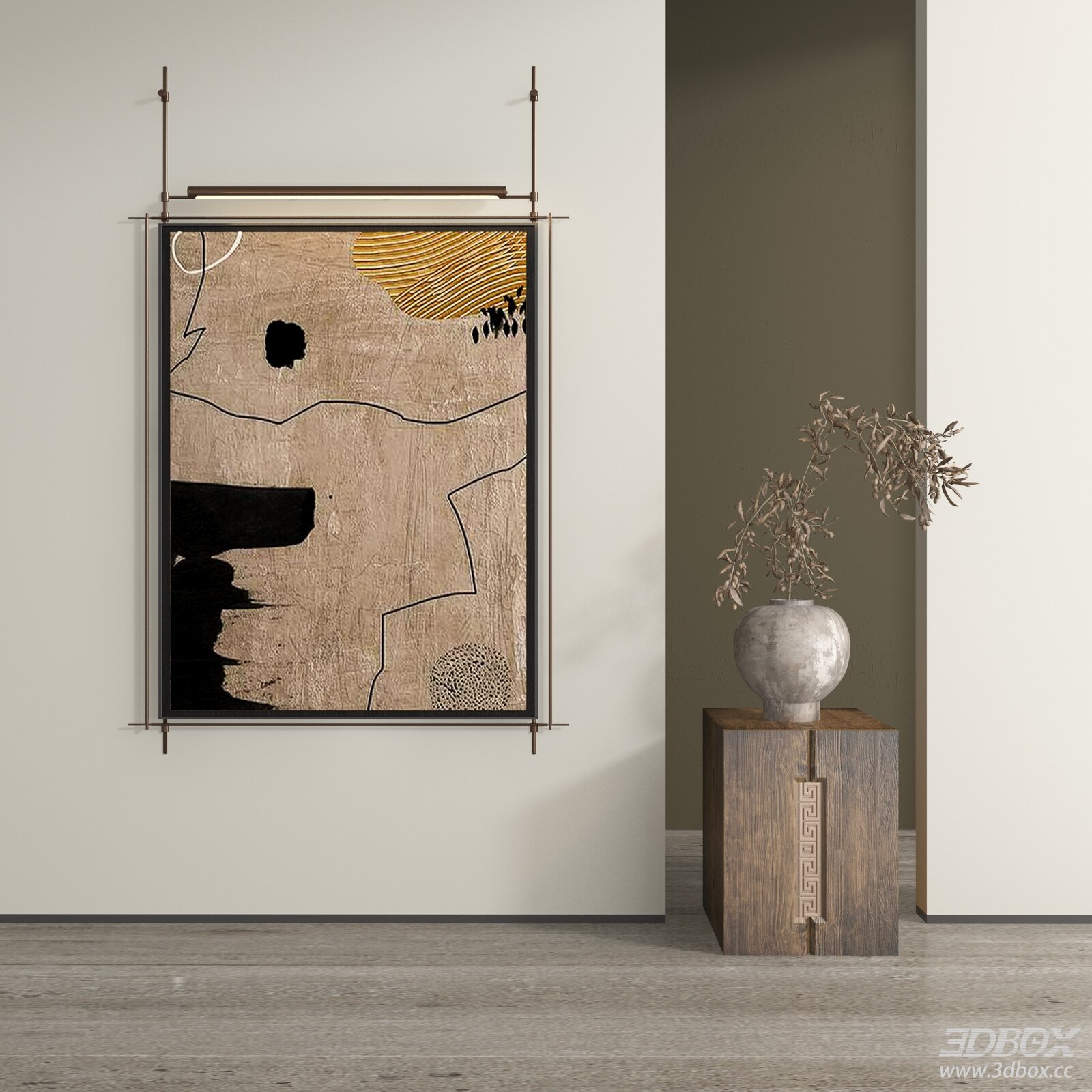 Modern Abstract Decorative Wall Art Frame Set 3D model - front view