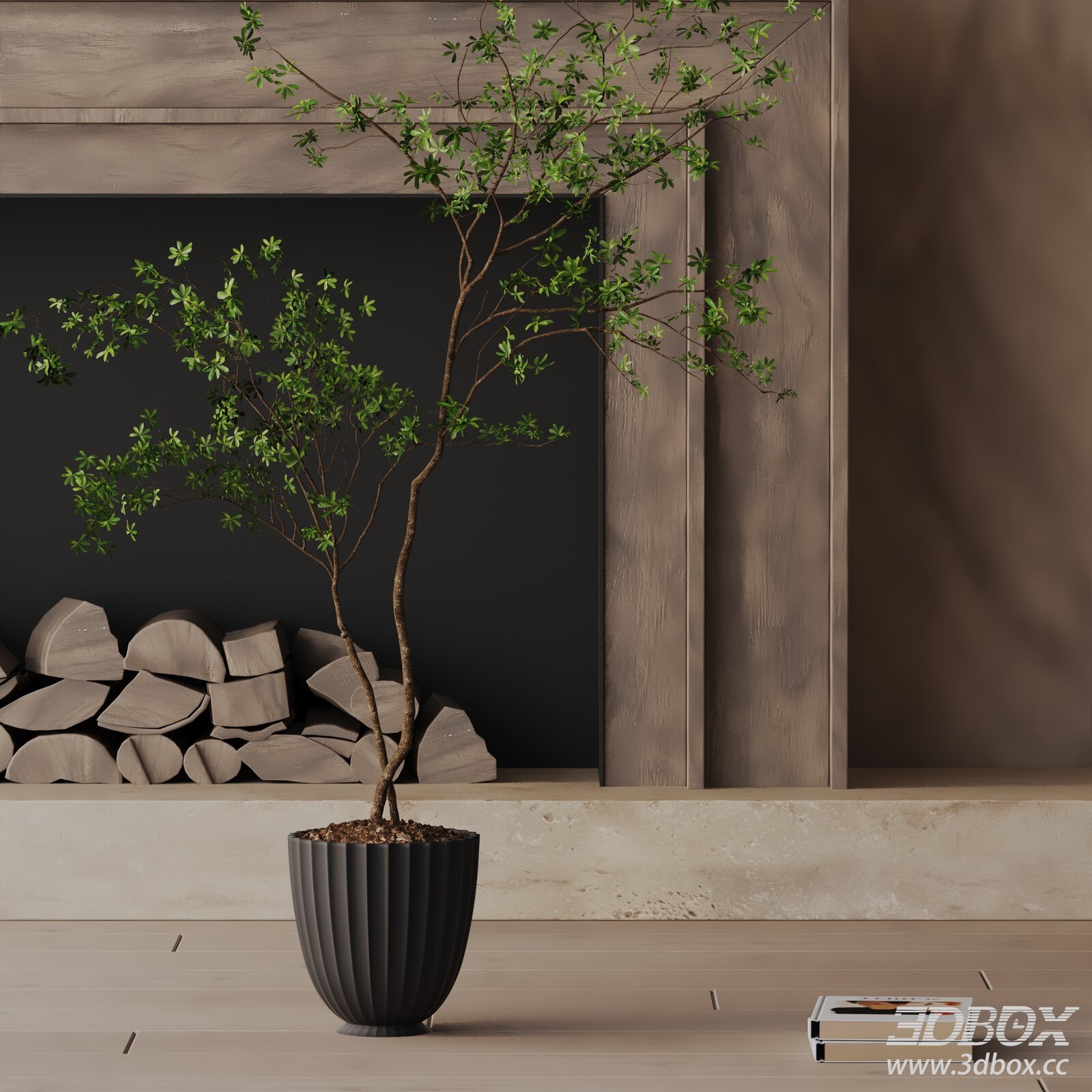 Modern Indoor Potted Green Tree Plant Decor 3D model - thumbnail 1