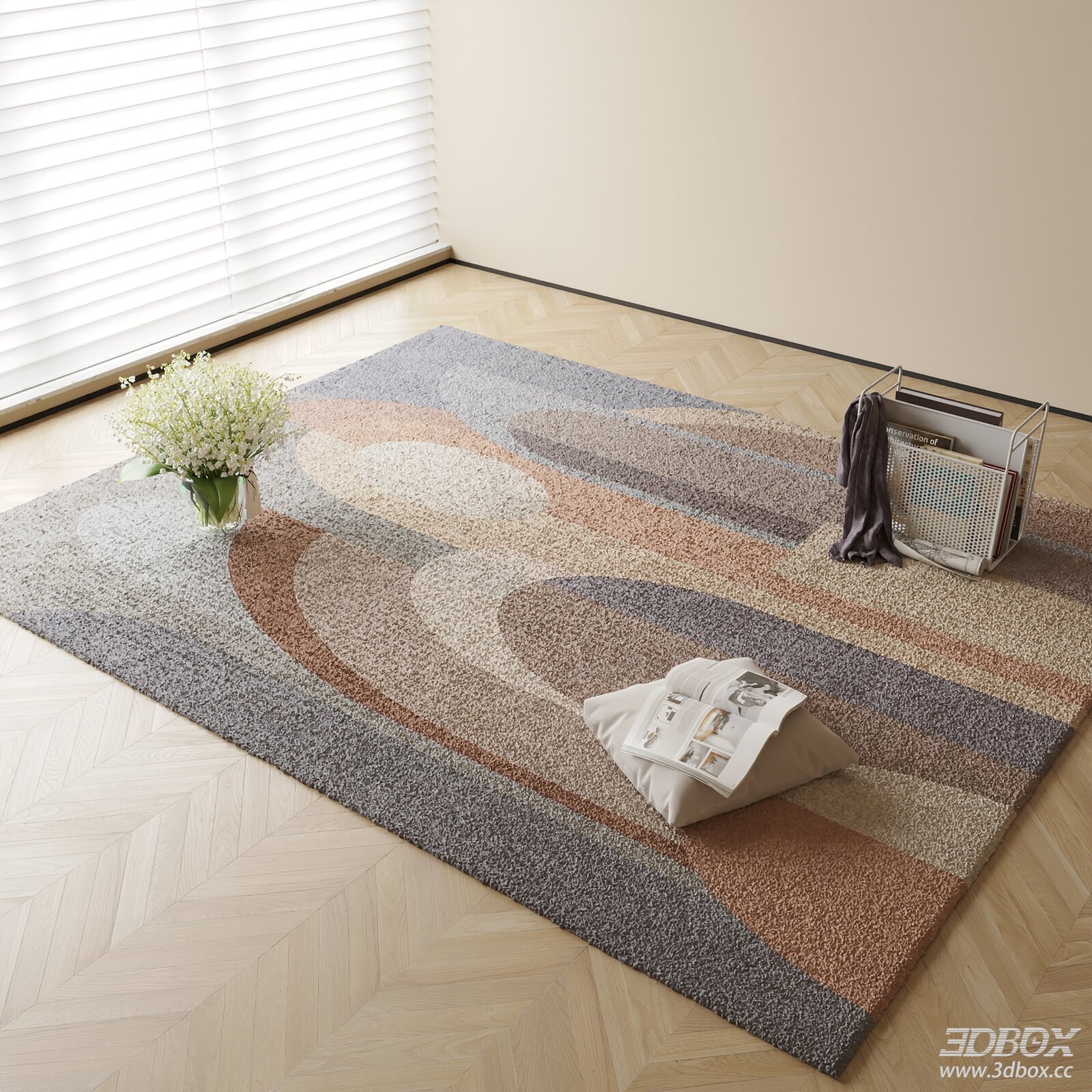 Modern Abstract Geometric Area Rug 3D model - front view