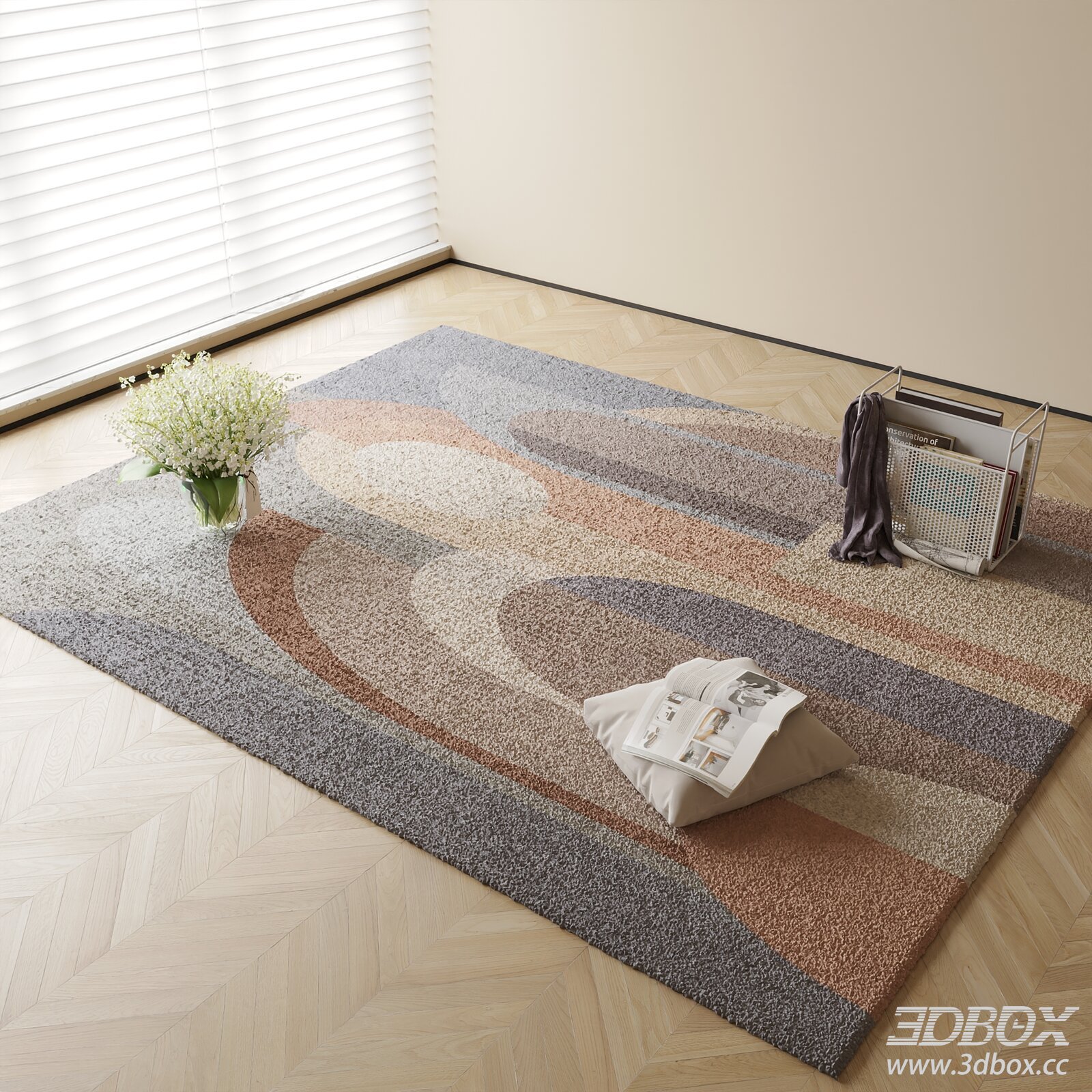 Modern Abstract Geometric Area Rug 3D model - thumbnail 1