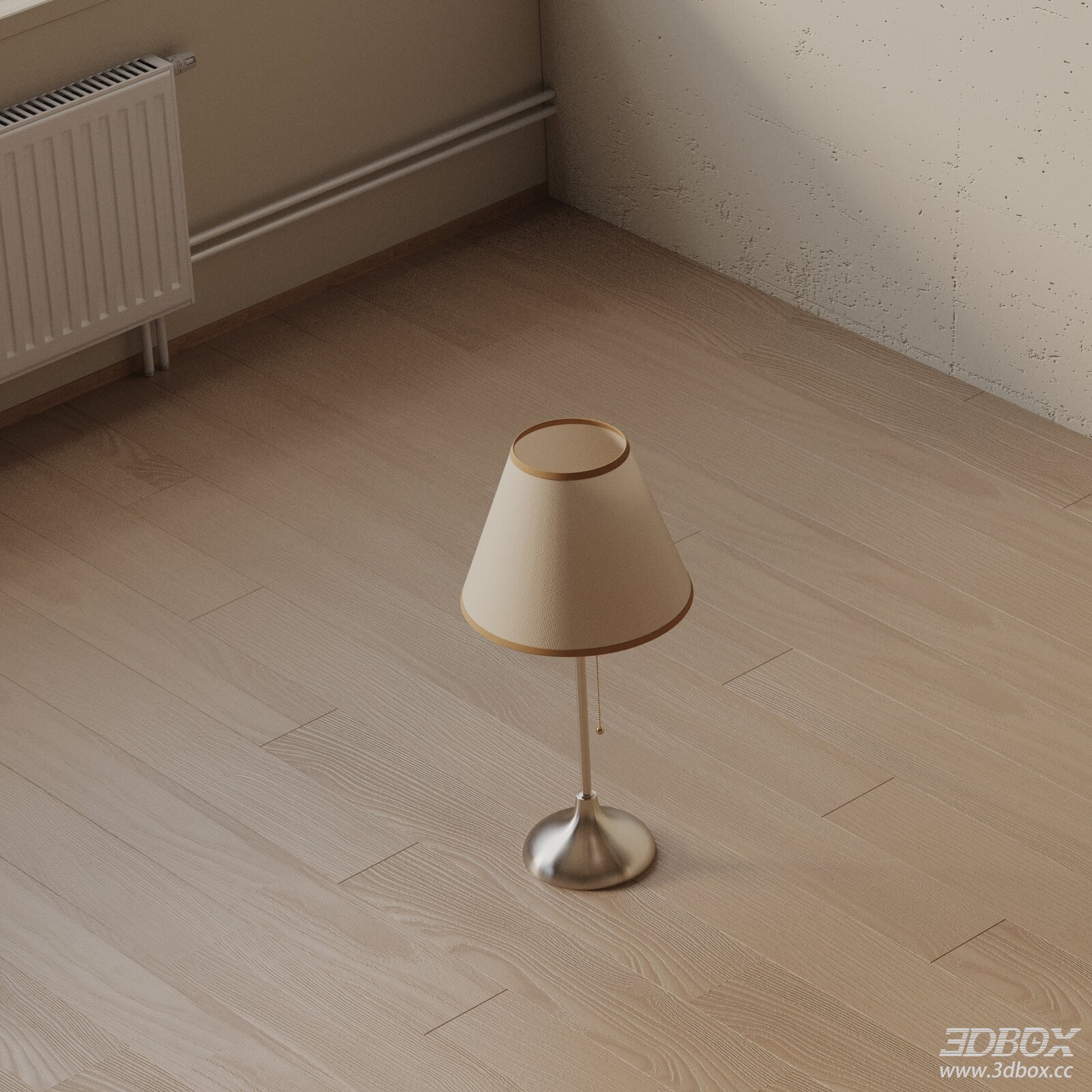 Modern Beige Fabric Shade Table Lamp Metal Base 3D model - front view