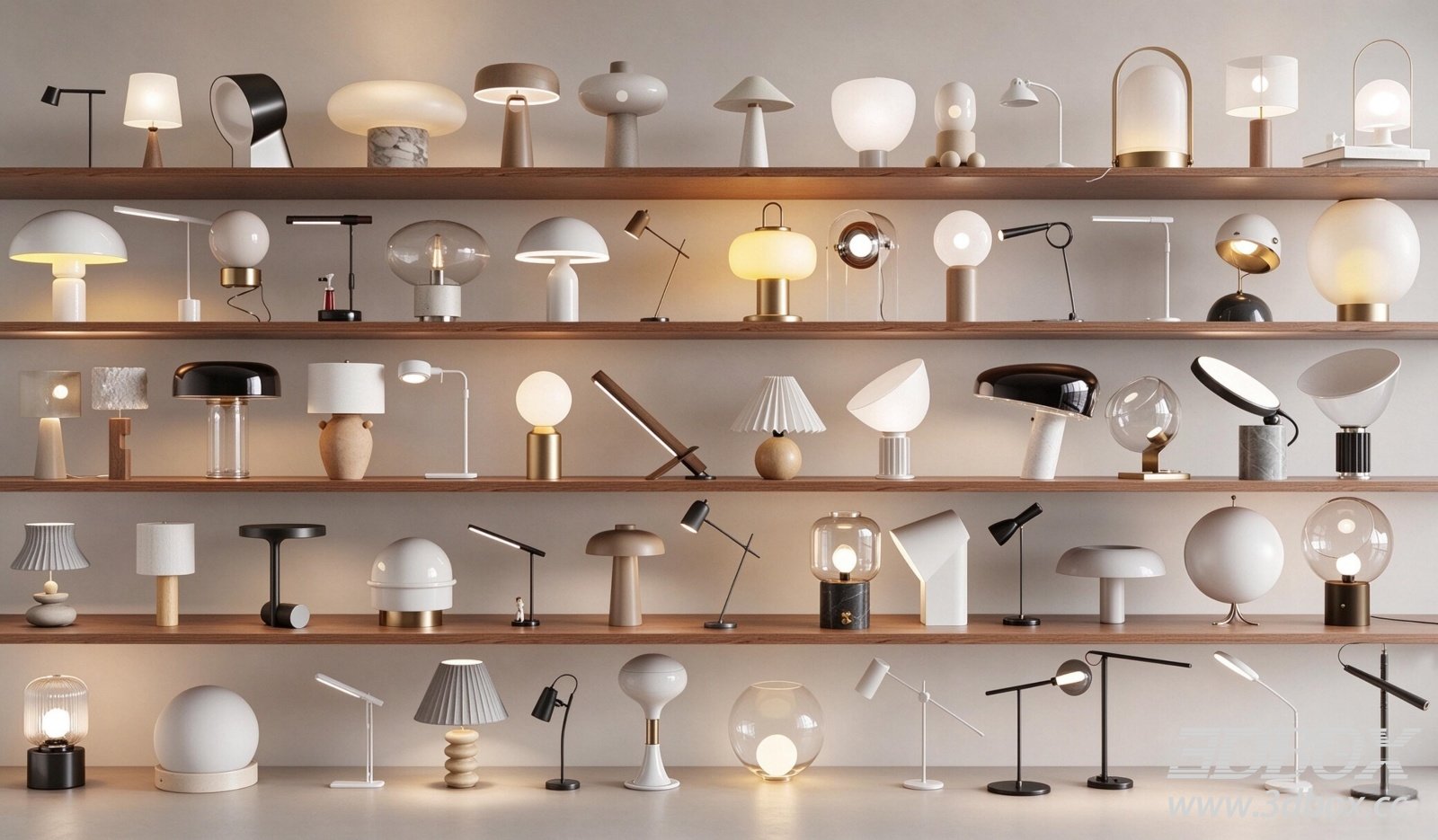 Modern Minimalist Table Lamp Set Collection 3D model - thumbnail 1