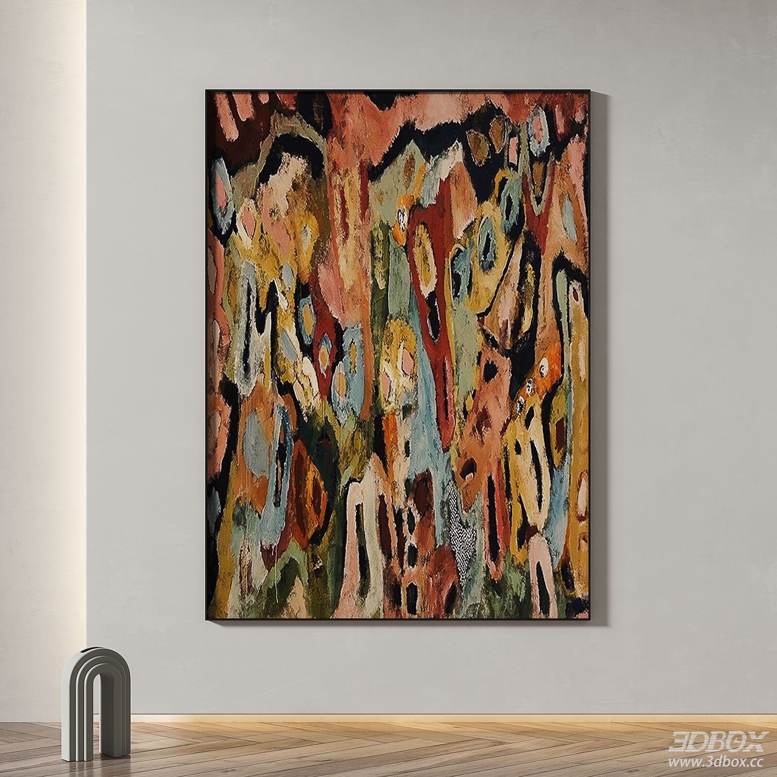 Modern Minimalist Abstract Framed Wall Art Painting 3D model - front view