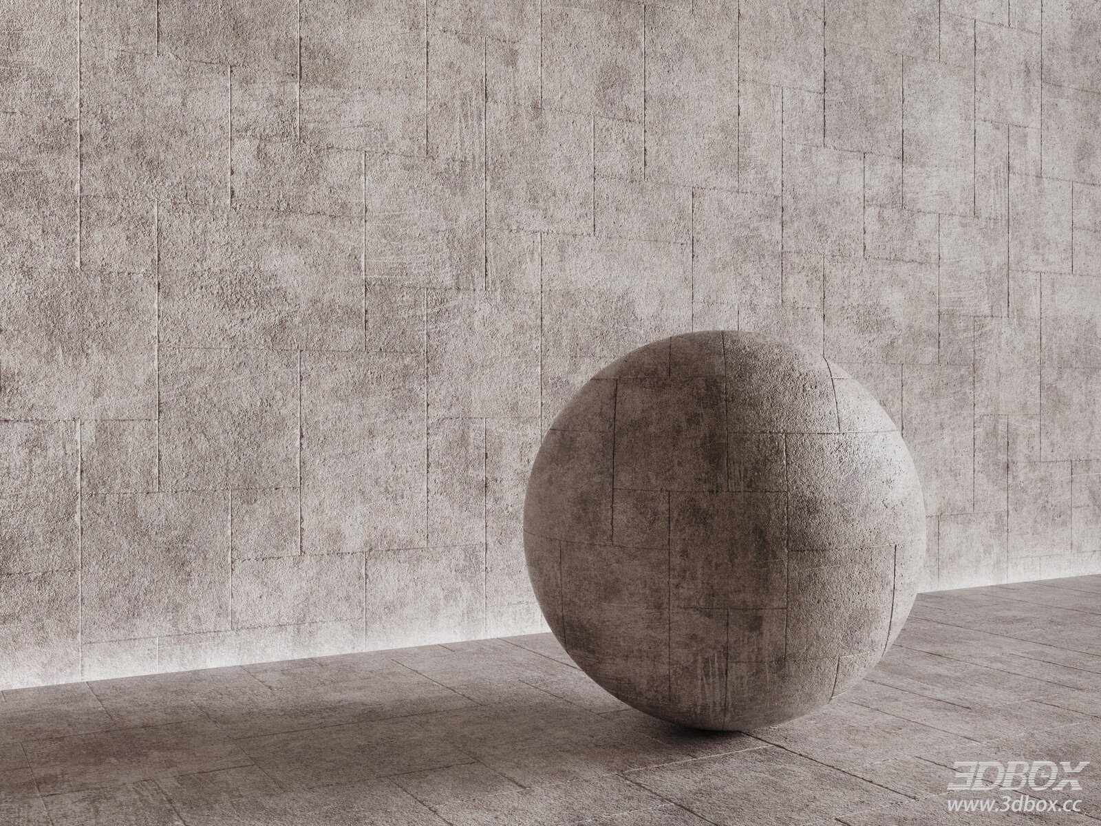 Modern Rough Stone Paving Tile Wall Floor Texture 3D model - front view