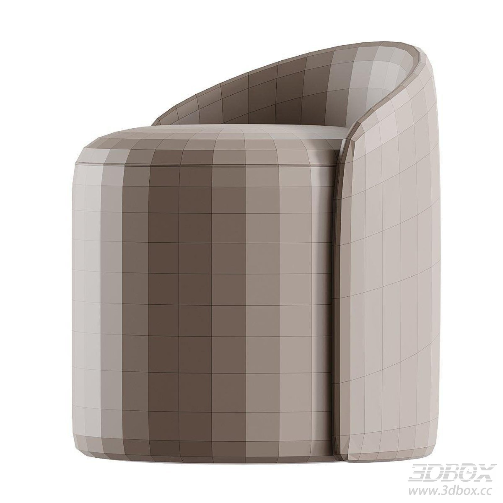 Modern Upholstered Fabric Armrest Stool 3D model - thumbnail 1