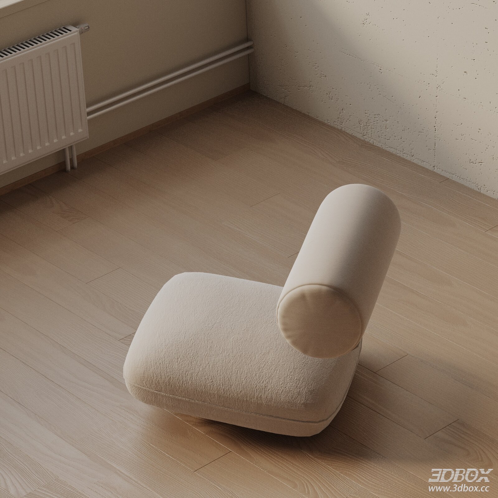 Modern Minimalist Fabric Upholstered Lounge Armchair 3D model - front view