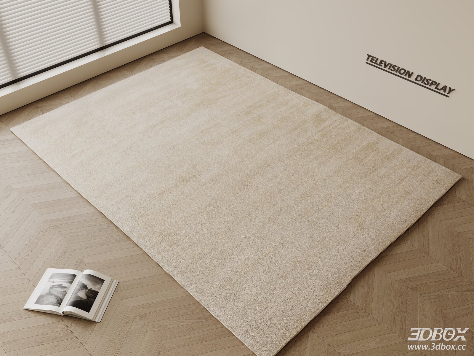 Modern Minimalist Cream Style Square Living Room Carpet 3D model - front view