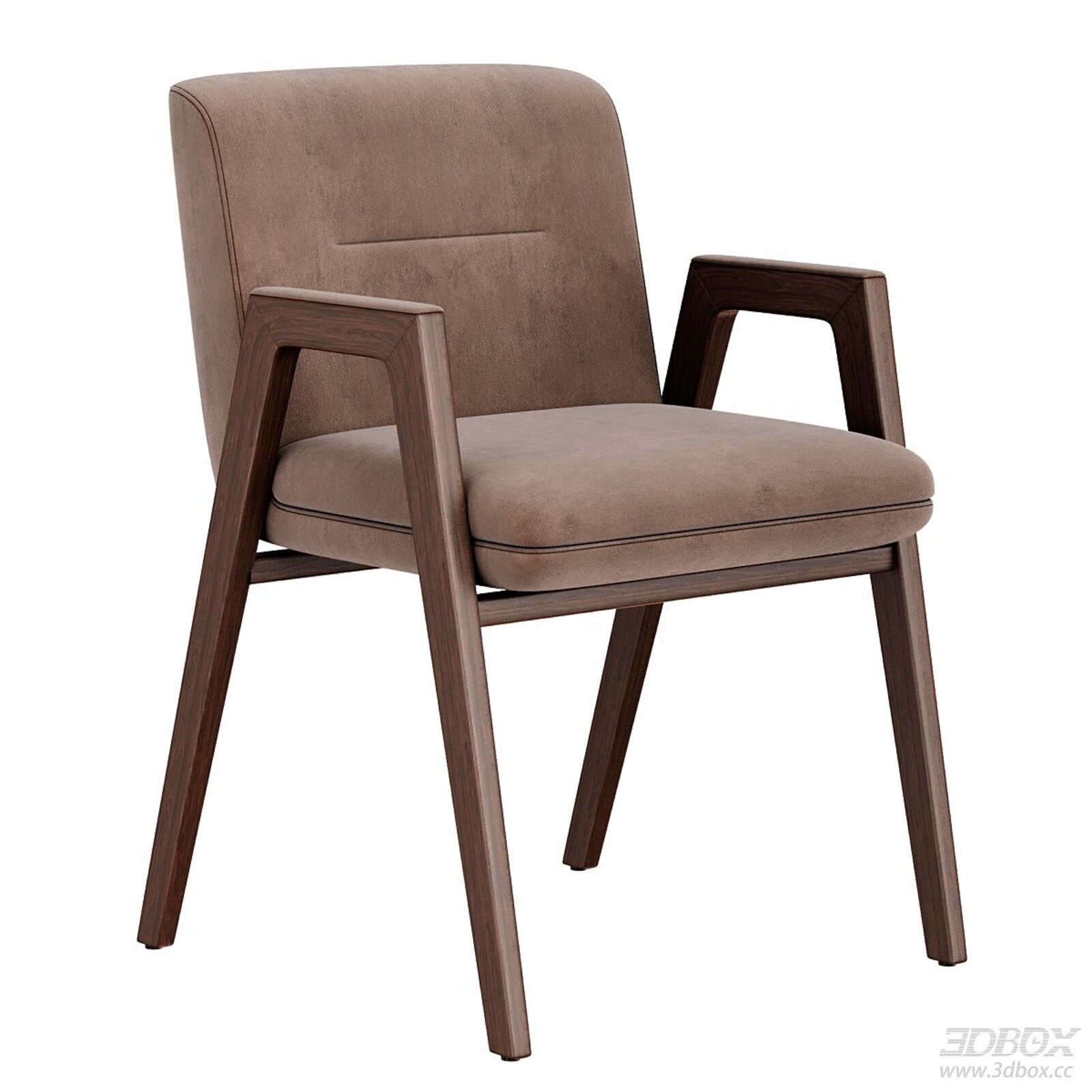 Minotti Lance Modern Wooden Frame Armchair 3D model - front view