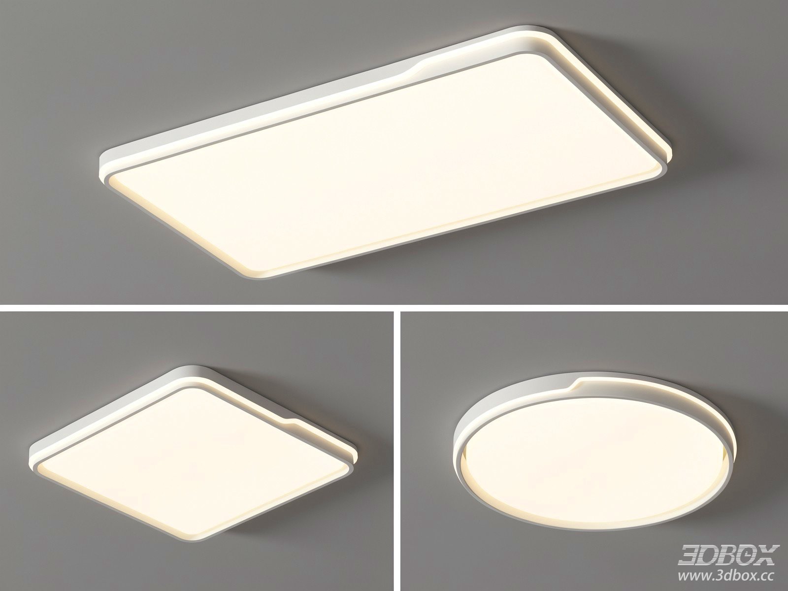 Modern Minimalist LED Ceiling Lamp Set 3D model - front view