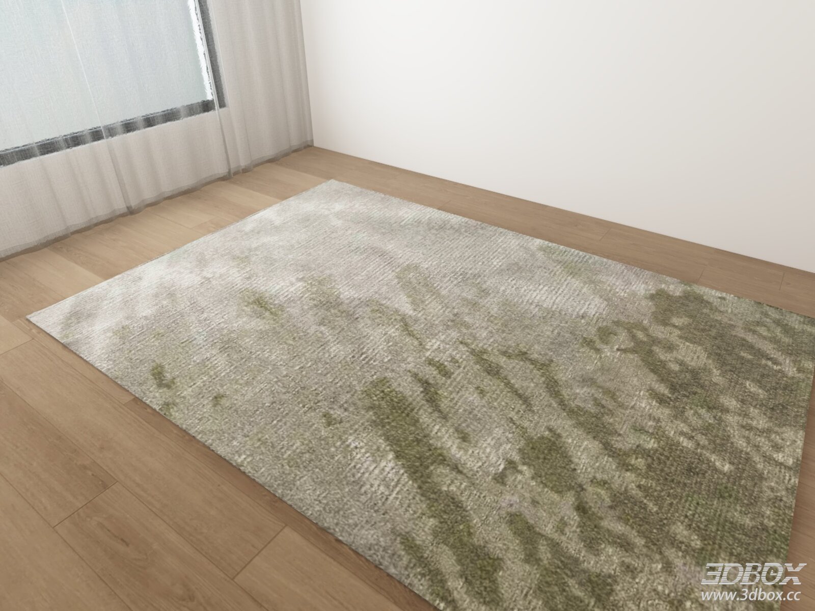 Abstract Green Beige Modern Fabric Carpet 3D model - front view