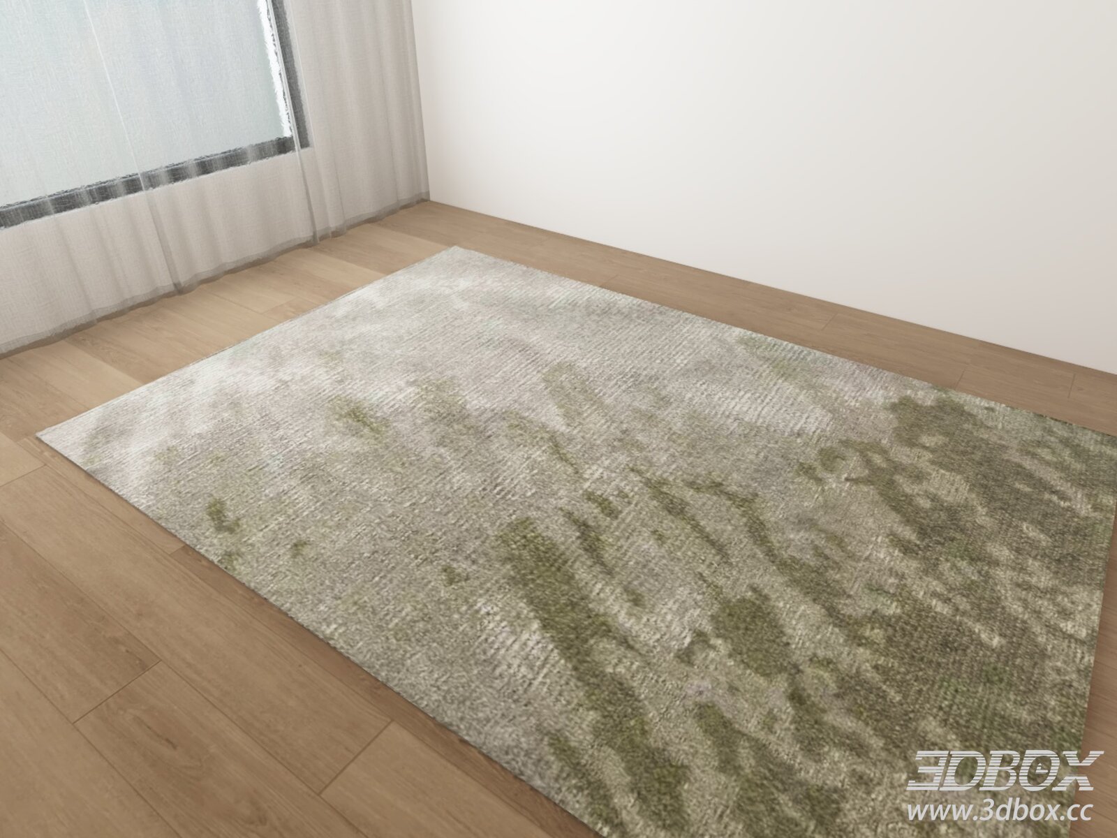 Abstract Green Beige Modern Fabric Carpet 3D model - thumbnail 1