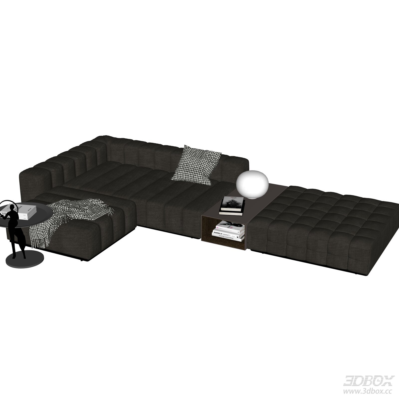 Modern Italian Style Fabric Corner Modular Sofa Set 3D model - front view