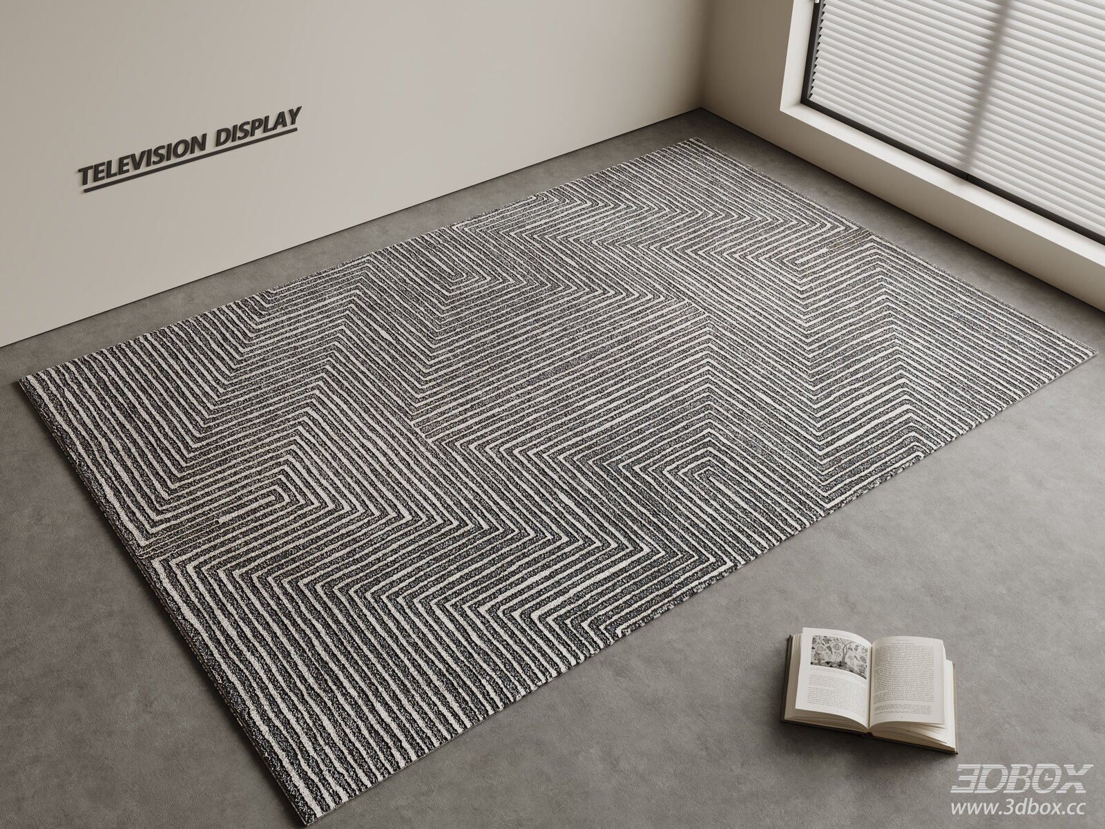 Modern Minimalist Geometric Pattern Square Linen Carpet 3D model - front view