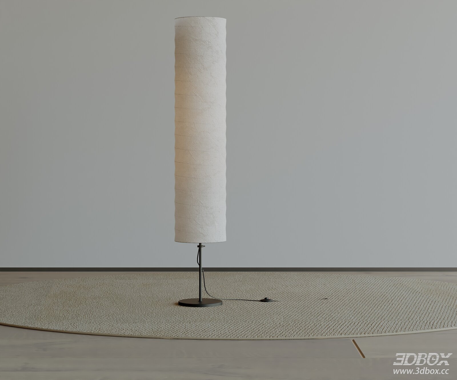 Modern Minimalist Fabric Shade Floor Lamp 3D model - front view