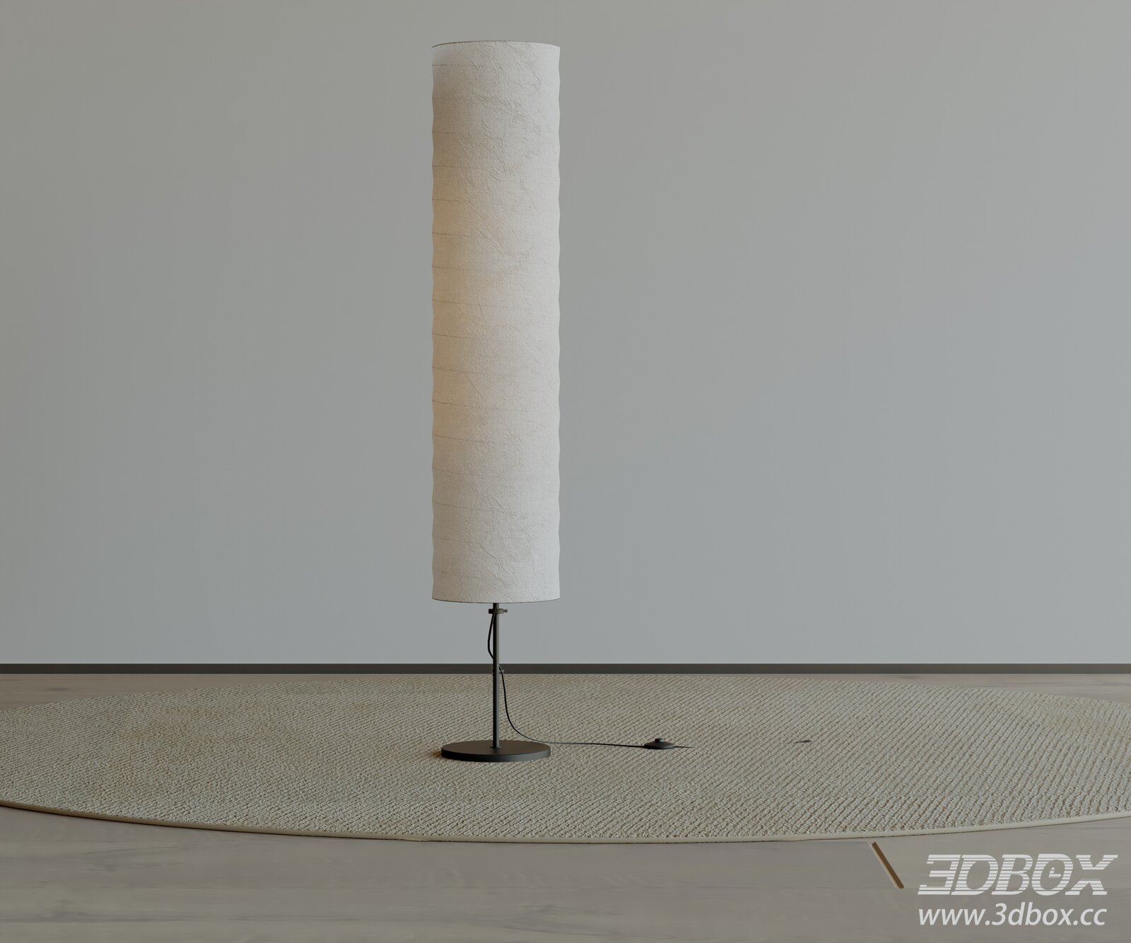 Modern Minimalist Fabric Shade Floor Lamp 3D model - thumbnail 1