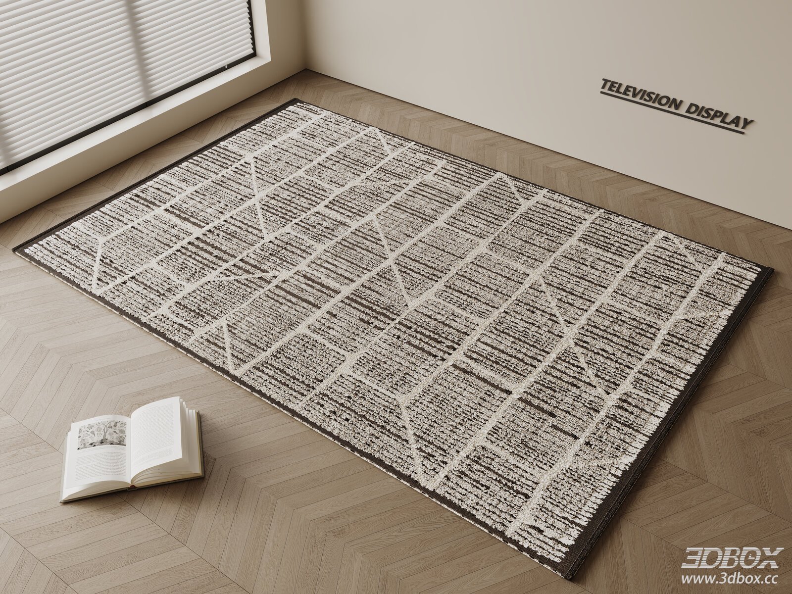 Modern Minimalist Geometric Square Living Room Carpet 3D model - front view