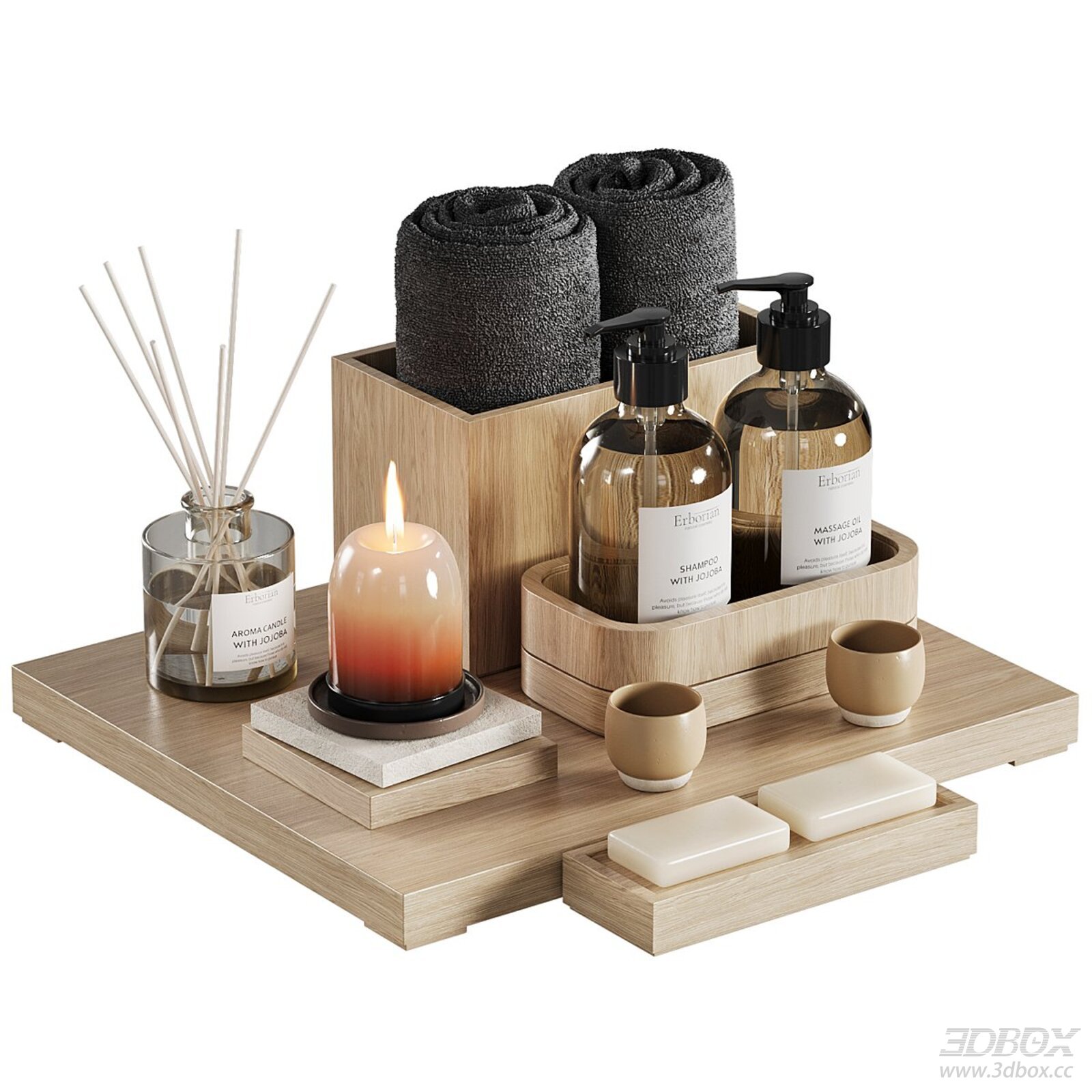 Bathroom Decor Accessory Set 3D model - front view