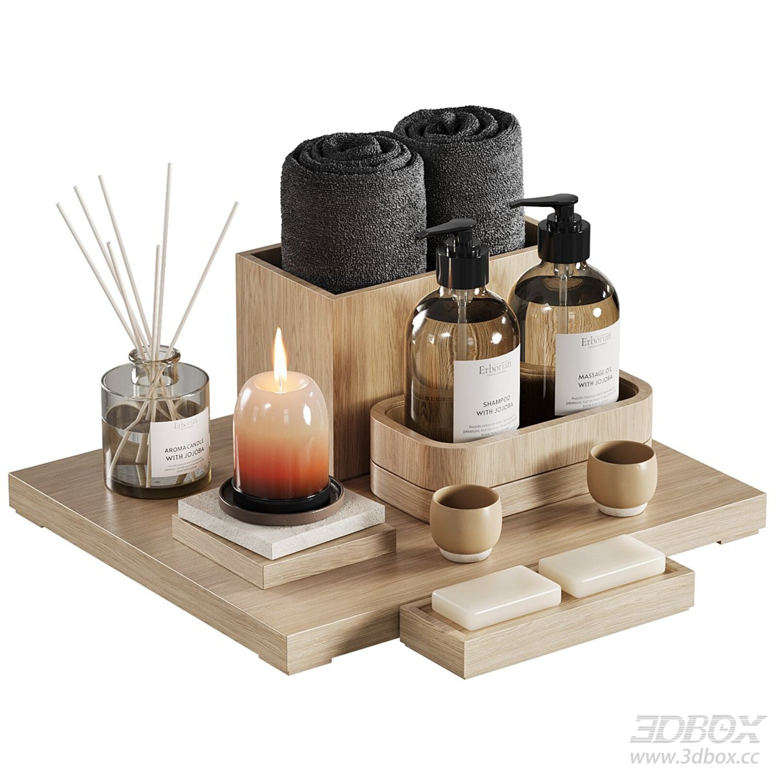 Bathroom Decor Accessory Set 3D model - thumbnail 1