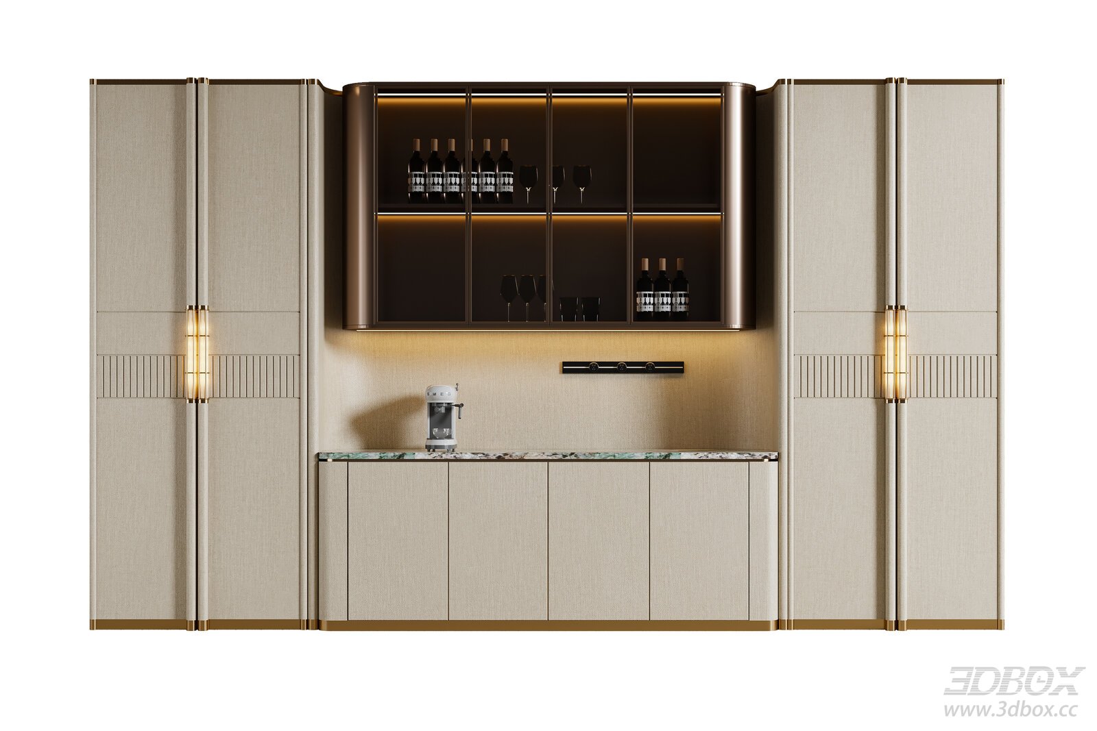 Modern Italian Luxury Sideboard Wine Cabinet 3D model - front view
