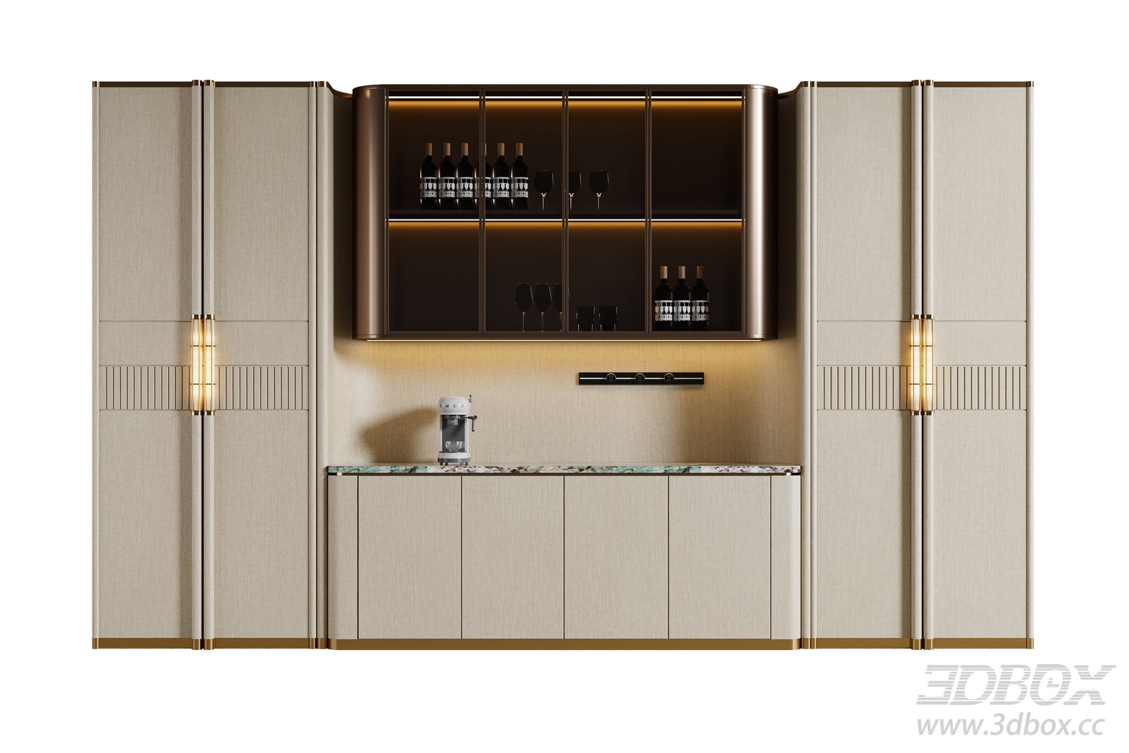 Modern Italian Luxury Sideboard Wine Cabinet 3D model - thumbnail 1