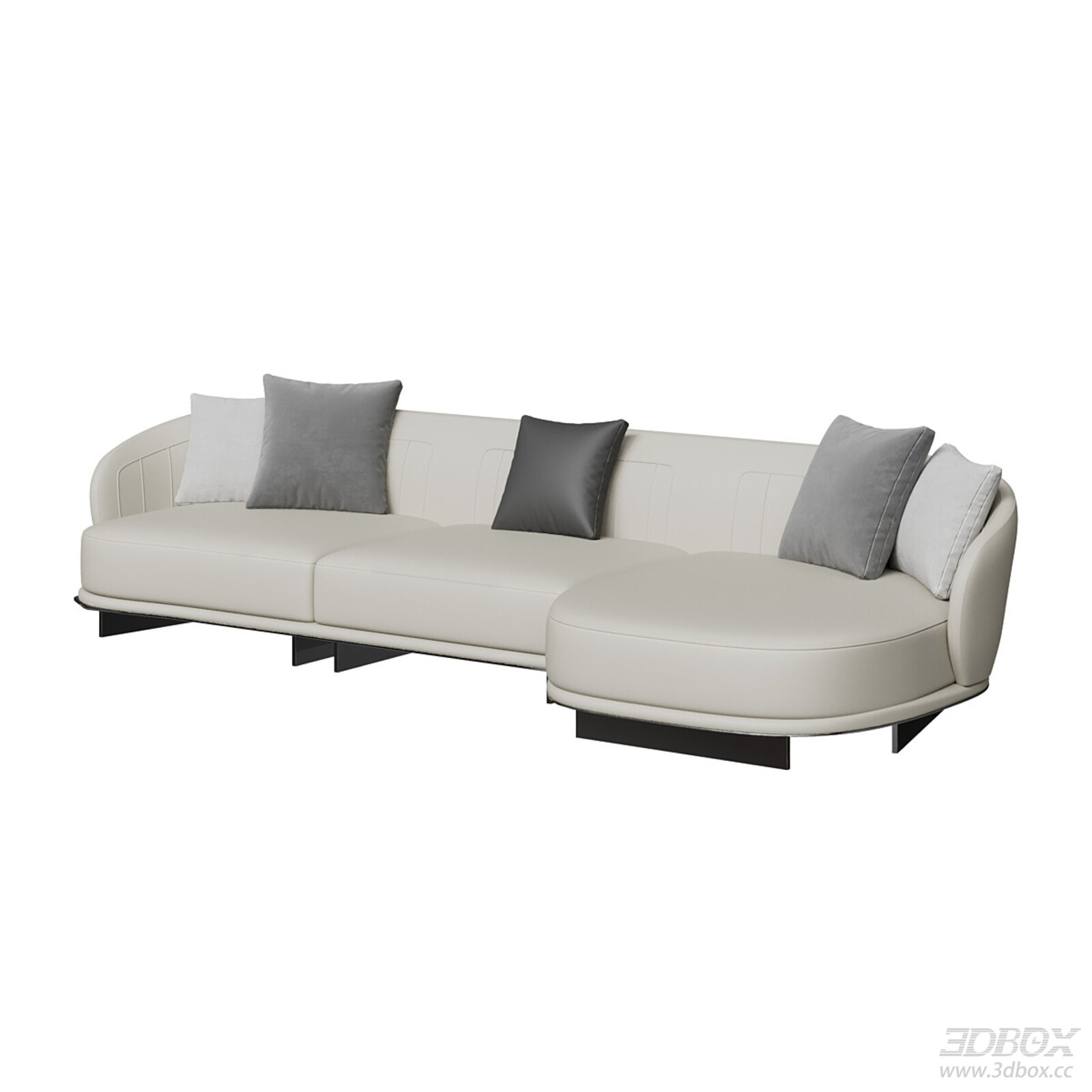Modern Minimalist Leather Sectional Sofa Set 3D model - front view