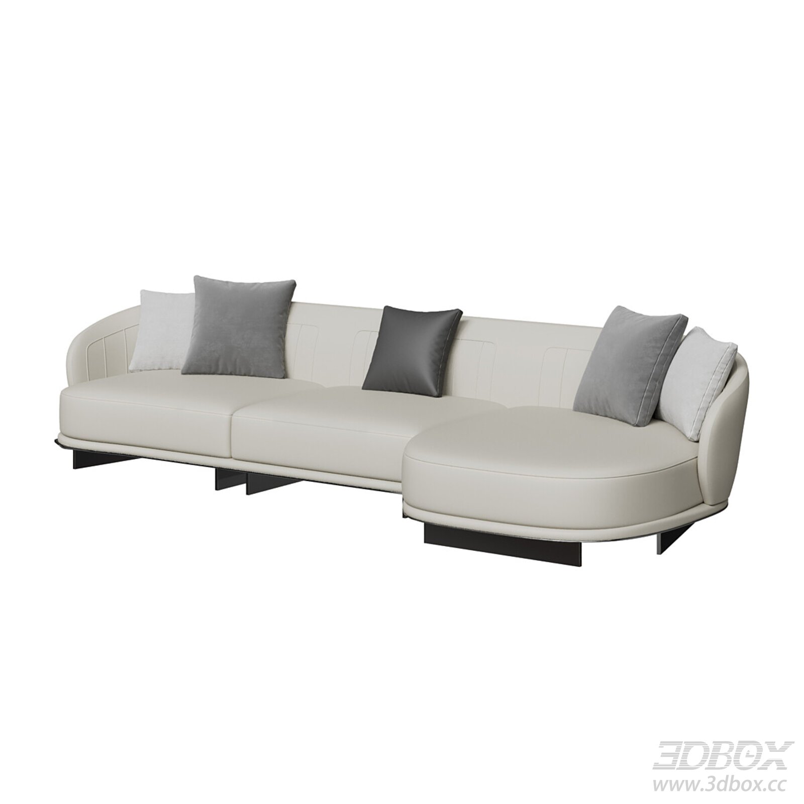 Modern Minimalist Leather Sectional Sofa Set 3D model - thumbnail 1