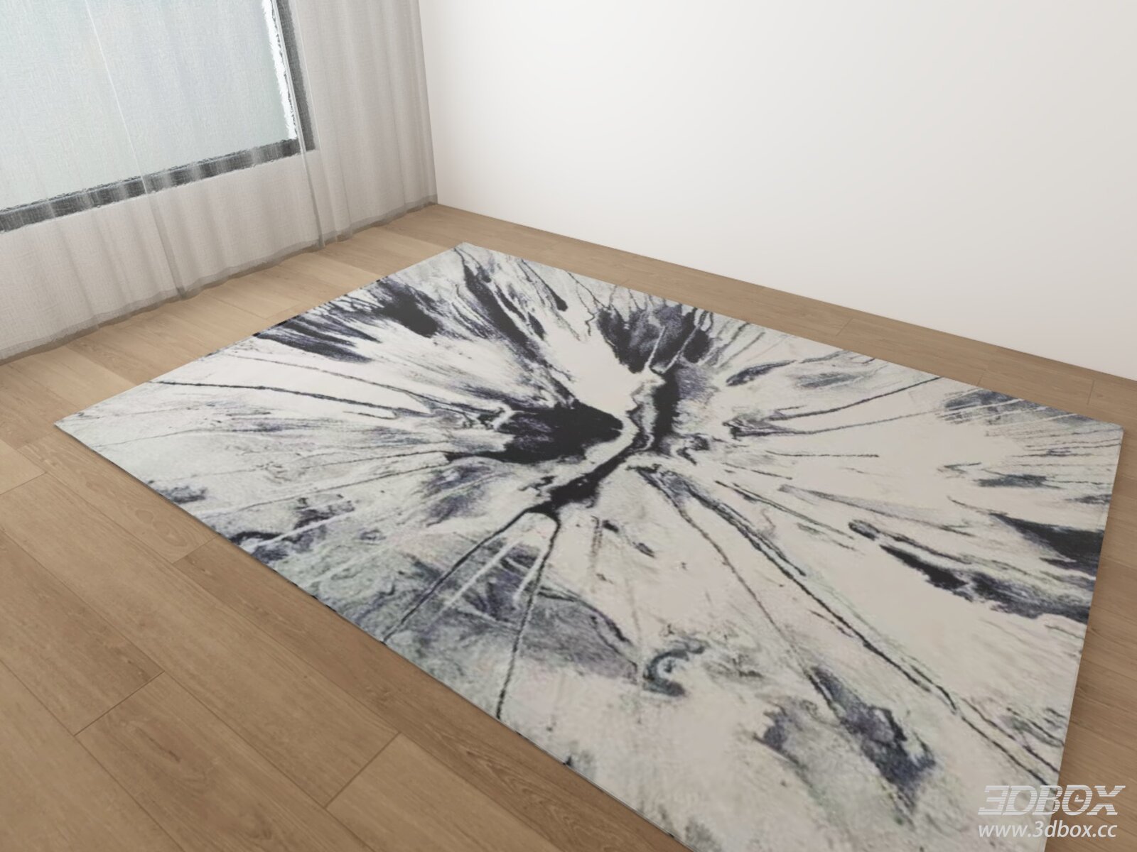 Abstract Marble Pattern Monochrome Carpet 3D model - front view