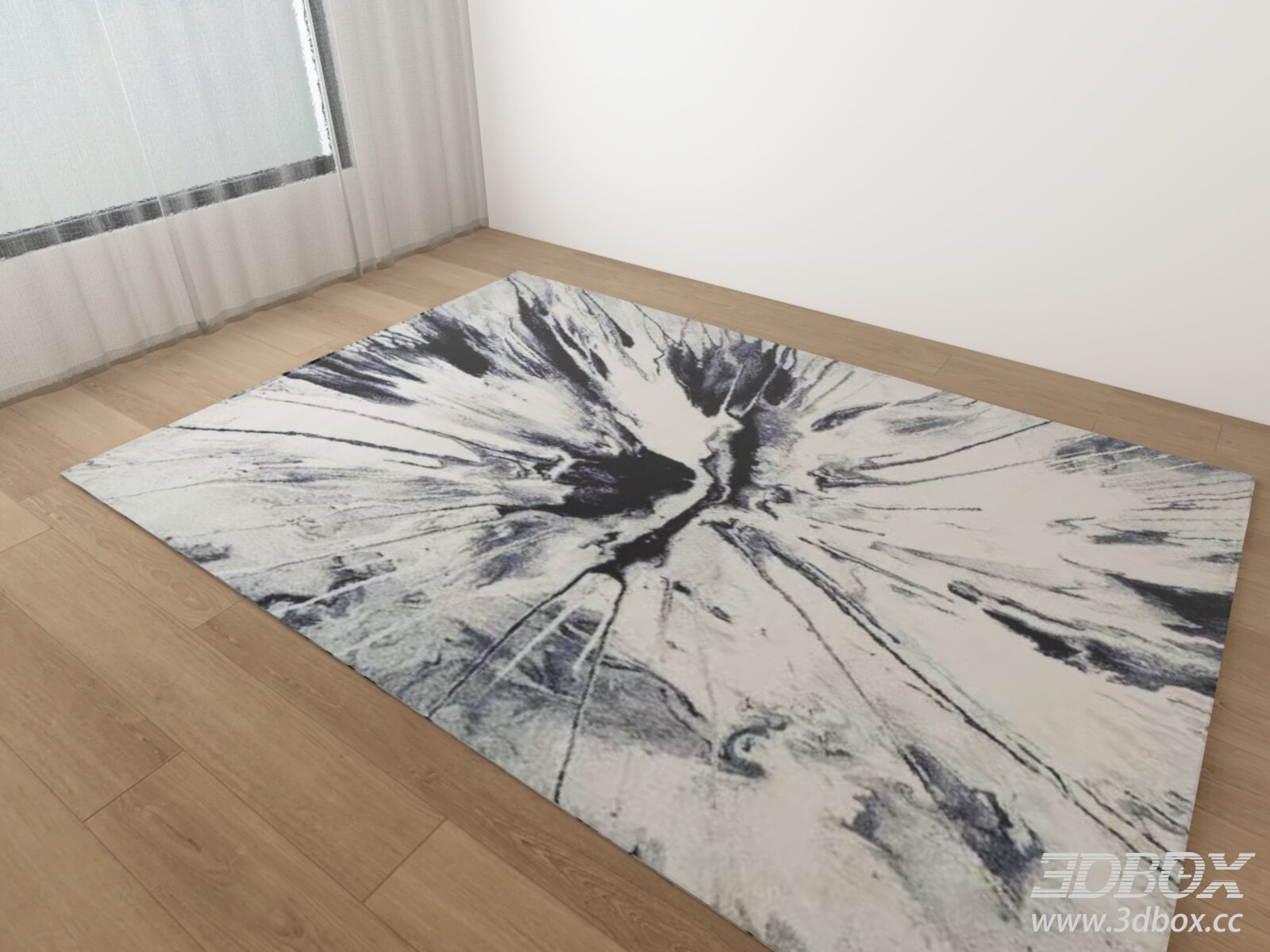 Abstract Marble Pattern Monochrome Carpet 3D model - thumbnail 1