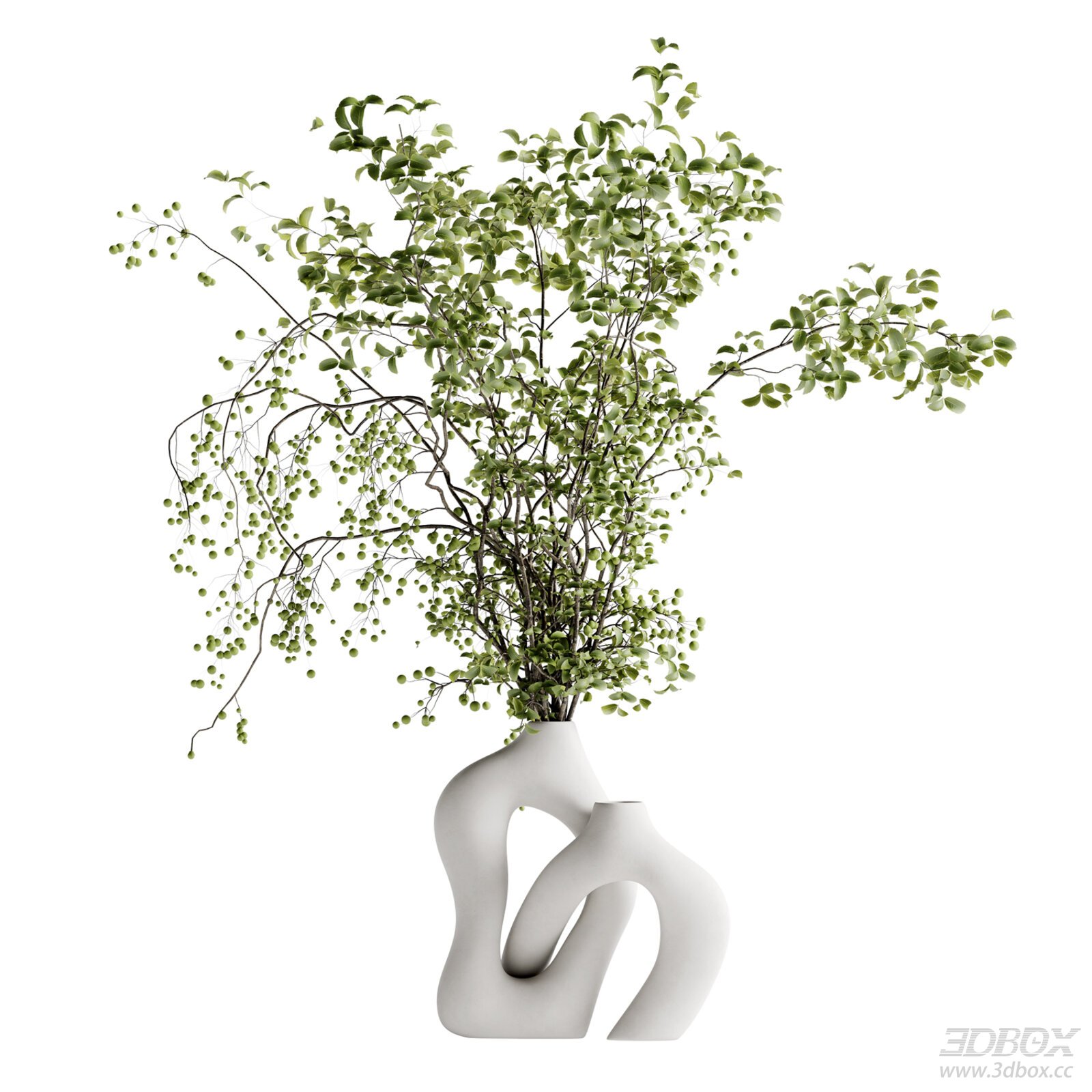 Modern Decorative Bouquet with Abstract Ceramic Vase 3D model - front view