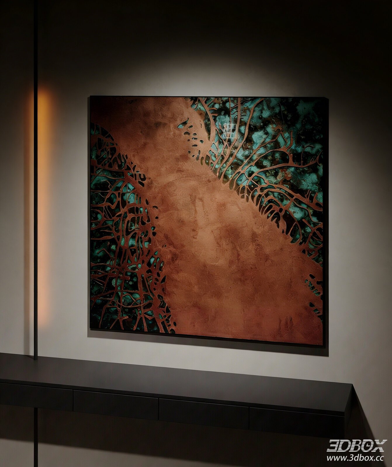 Italian Luxury Abstract Copper Wall Art Decorative Painting 3D model - front view