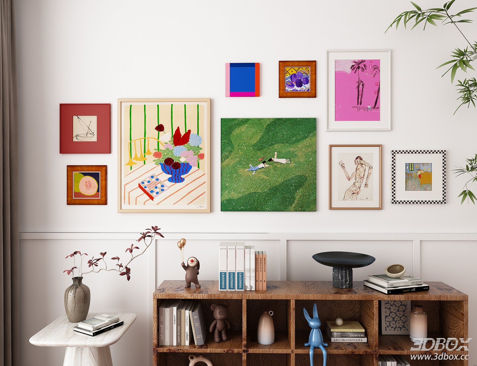 Decorative Gallery Wall Picture Frame Set Modern Interior 3D model - front view