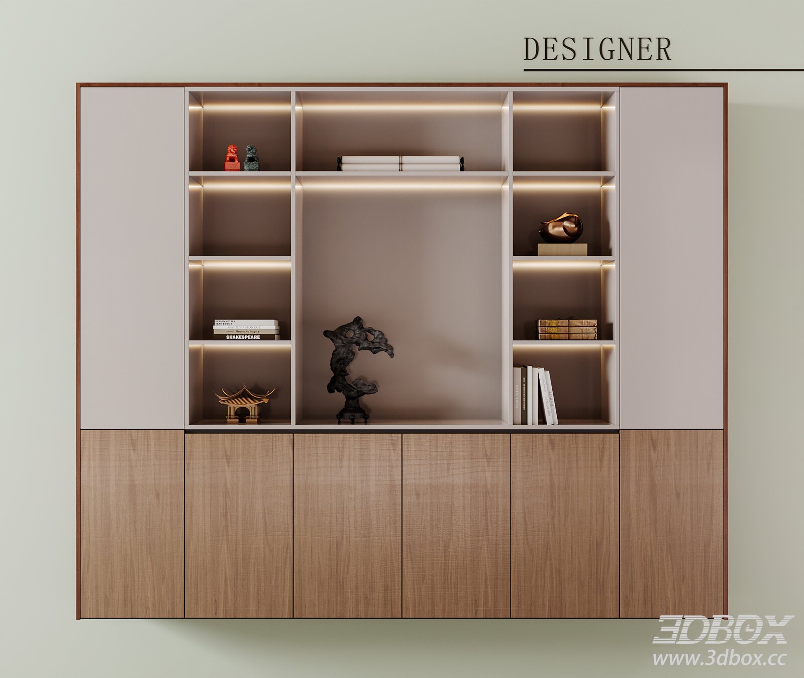 New Chinese Style Sideboard Display Cabinet 3D model - thumbnail 1