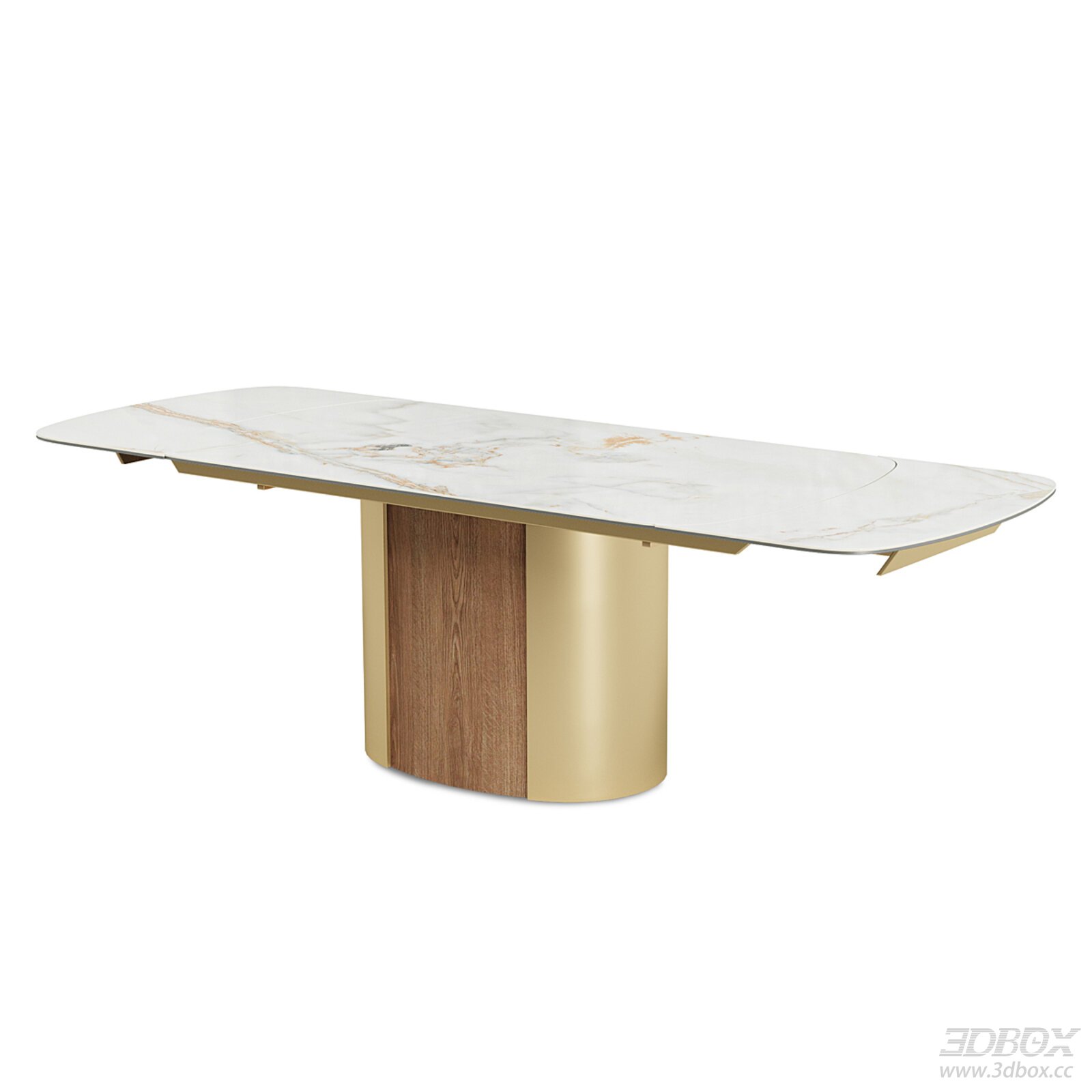 Modern Luxury Extendable Marble Top Dining Table 3D model - front view