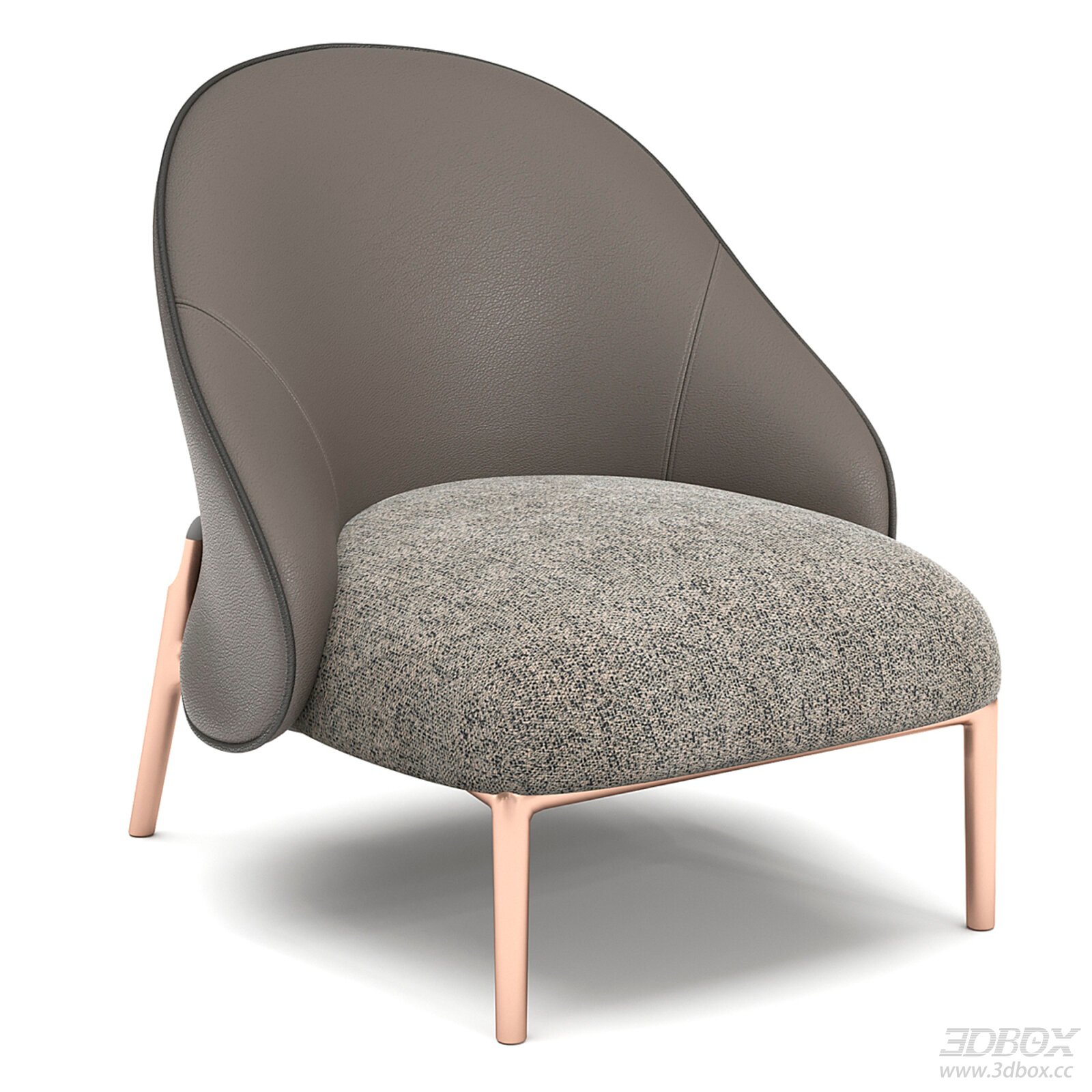 Modern Minimalist Single Leather Fabric Armchair 3D model - front view