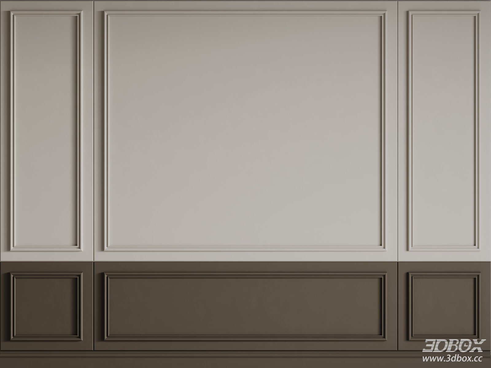 Classic Decorative Wall Panel Molding Wainscoting 3D model - front view