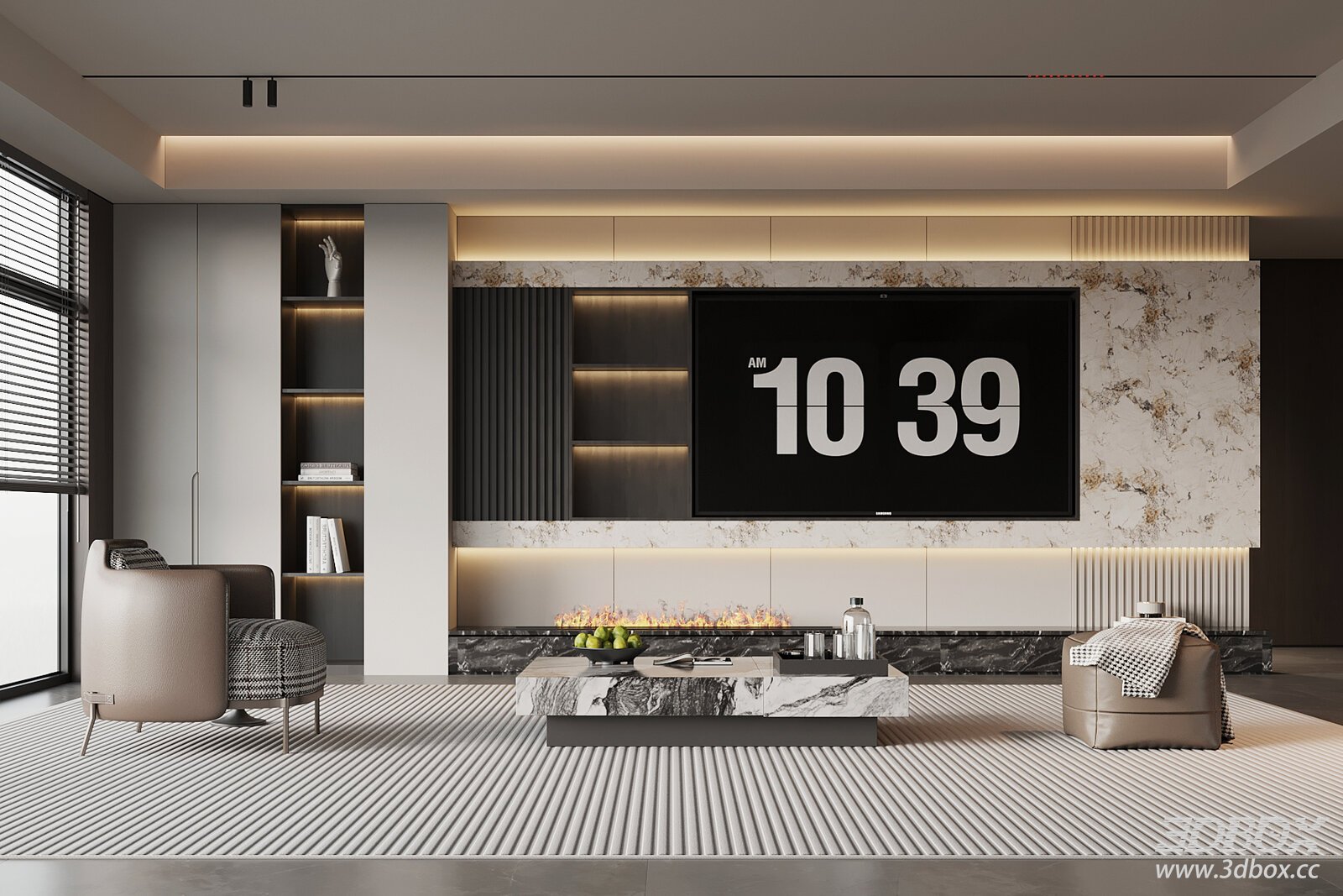 Modern Italian Style Luxury Living Room Interior 3D model - front view