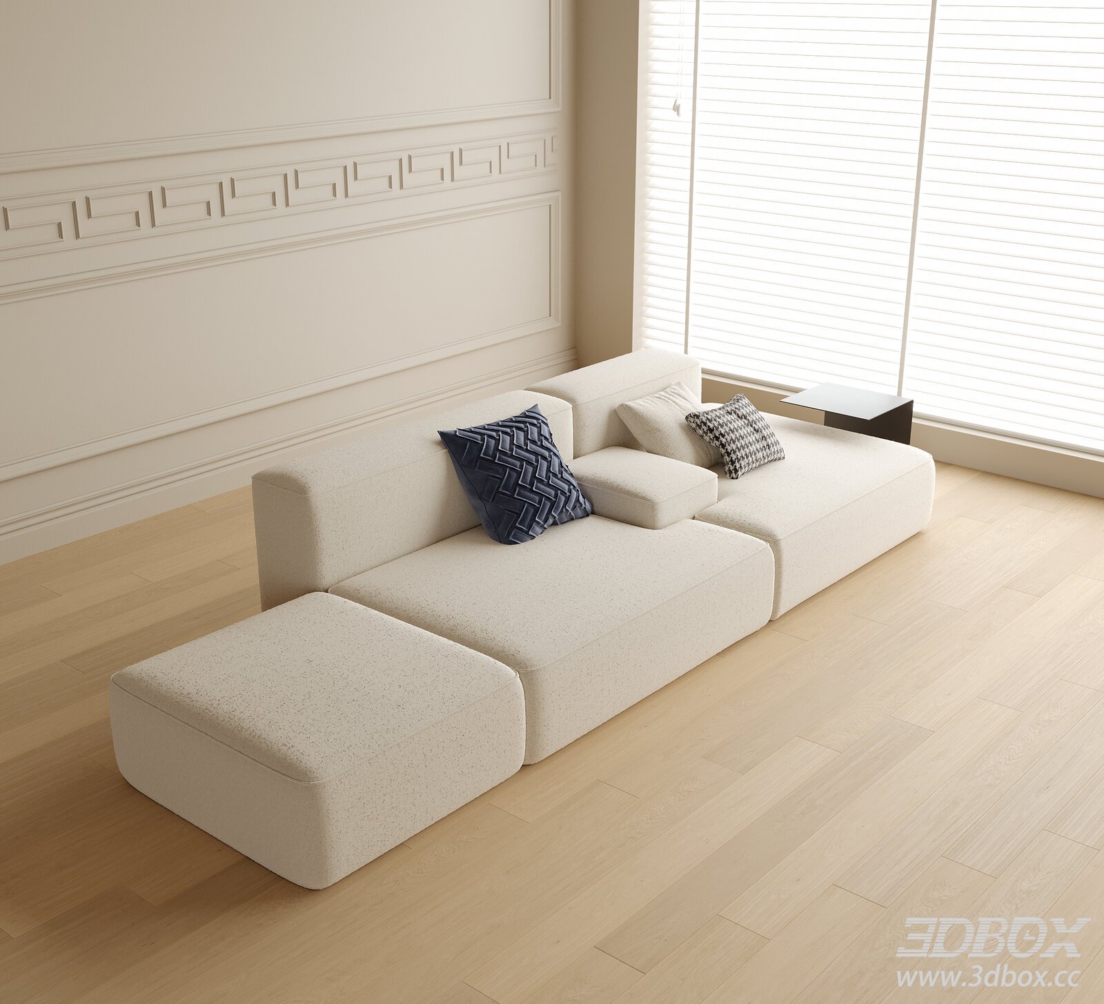 Modern Modular Boucle Fabric Sofa Set 3D model - thumbnail 1