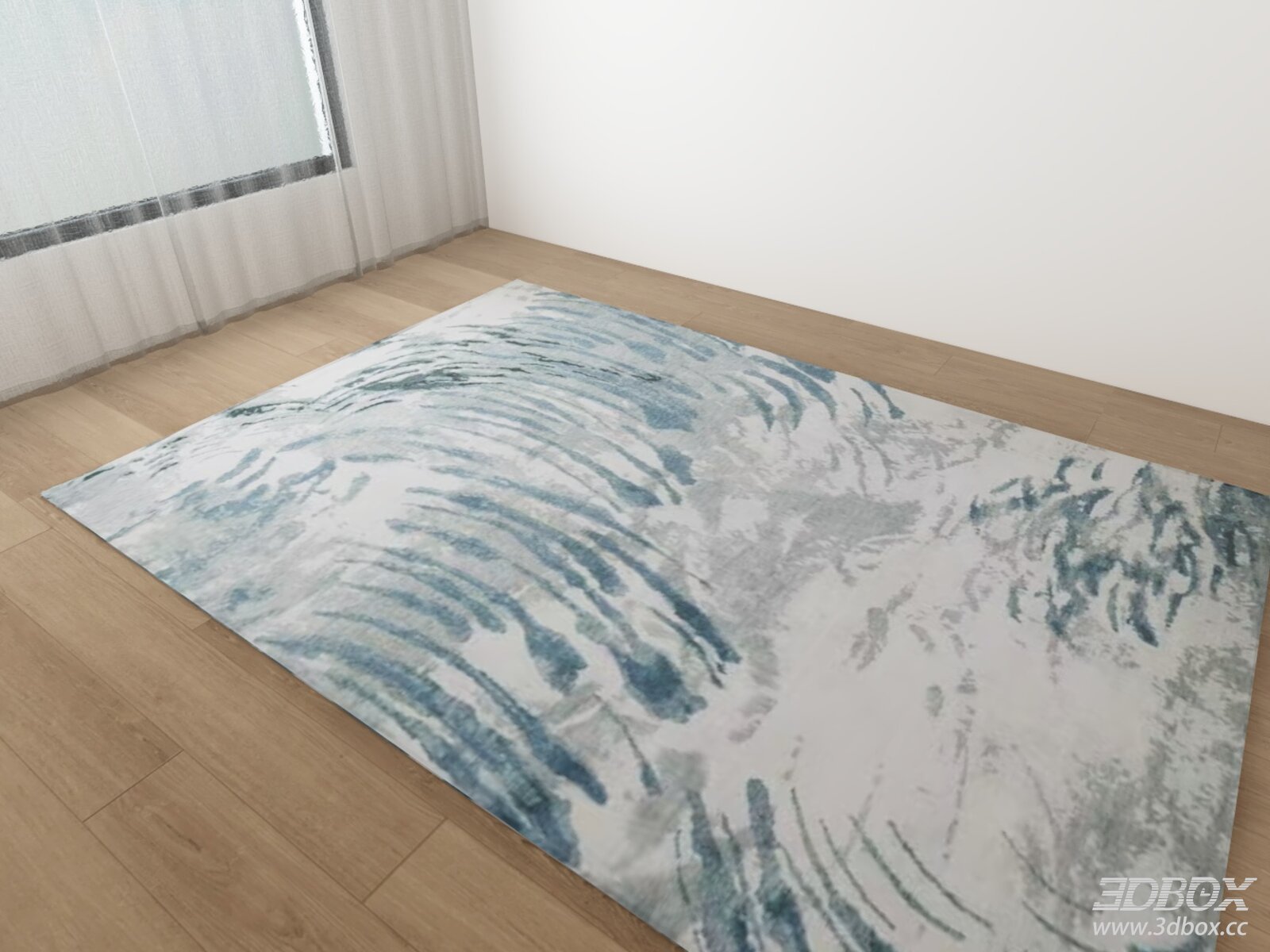 Abstract Blue Grey Watercolor Pattern Carpet 3D model - front view