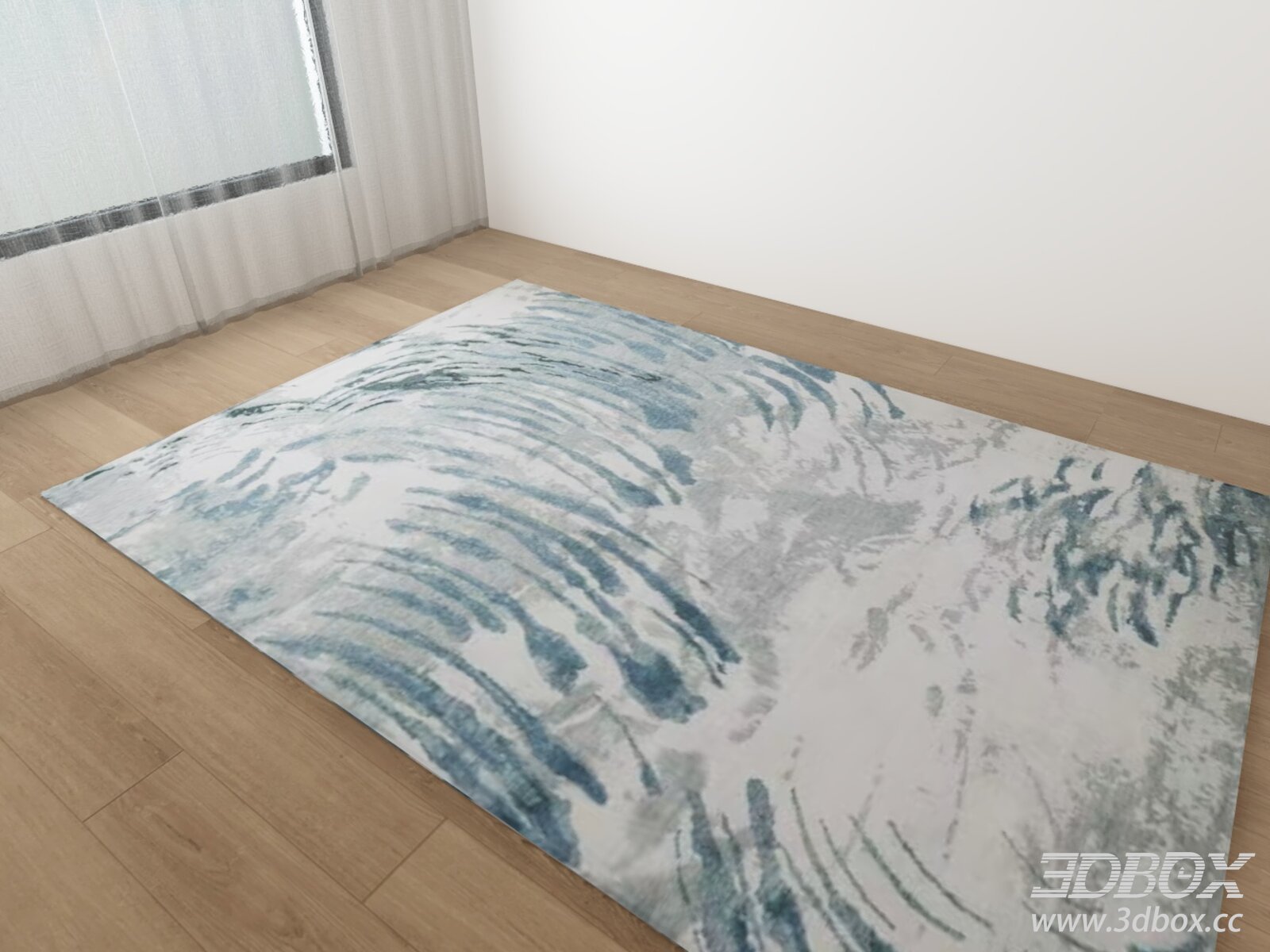 Abstract Blue Grey Watercolor Pattern Carpet 3D model - thumbnail 1